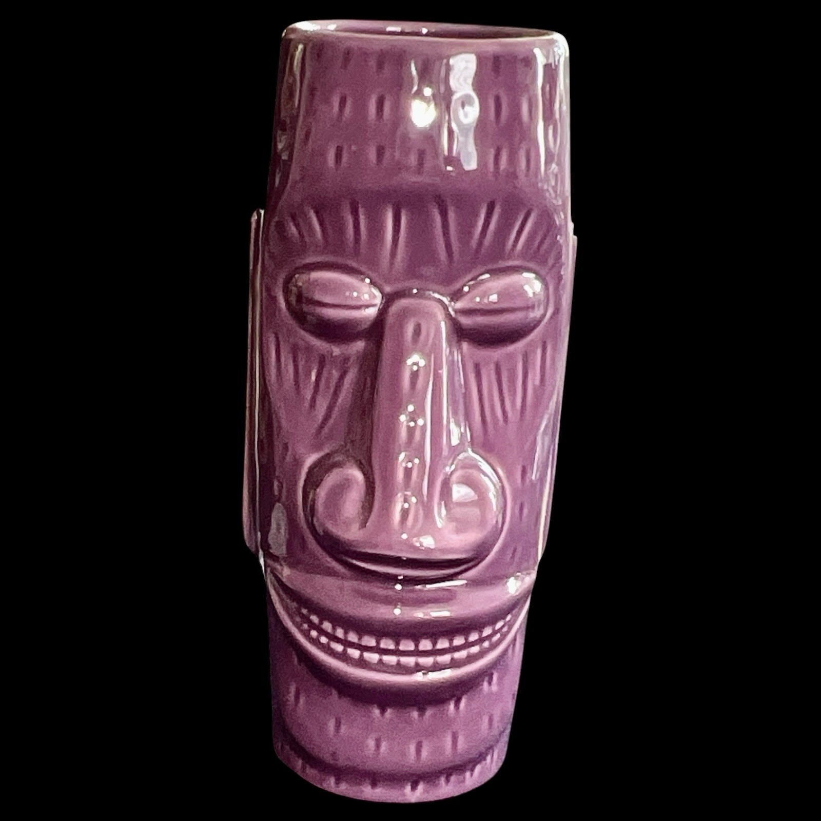 Vintage Moai  Purple  Tiki KCCO 2008 Cup Vase. Ihu Moai