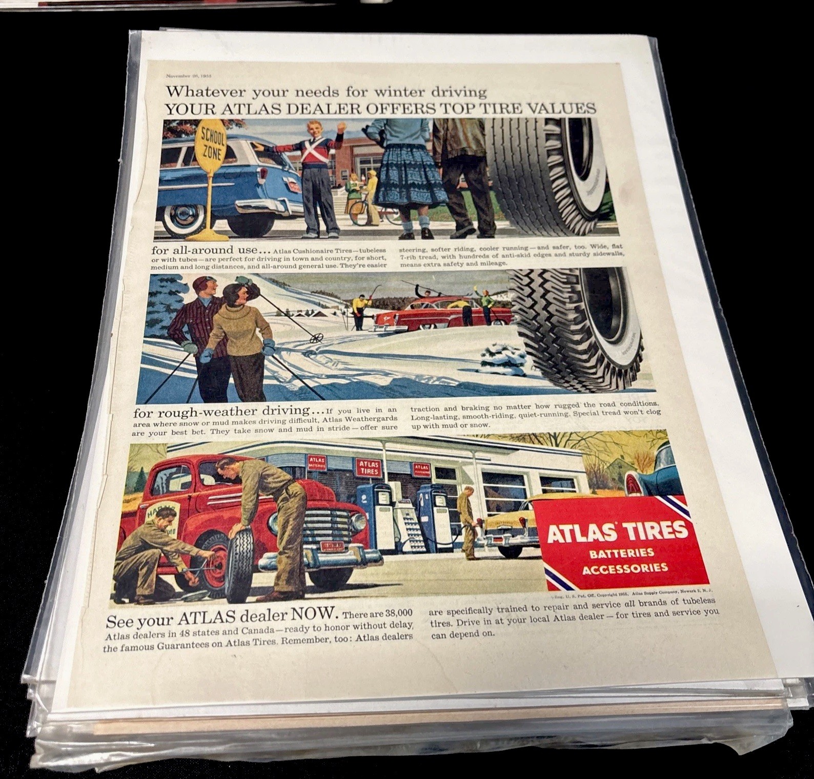 Vintage Lot Tire Ads 9.12 lbs 65 Ads 1 Auction Firestone Goodyear Kelly & More