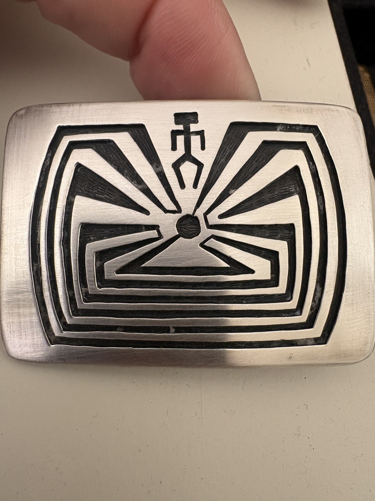 Hopi Man in the Maze Sterling Silver Belt Buckle vintage 