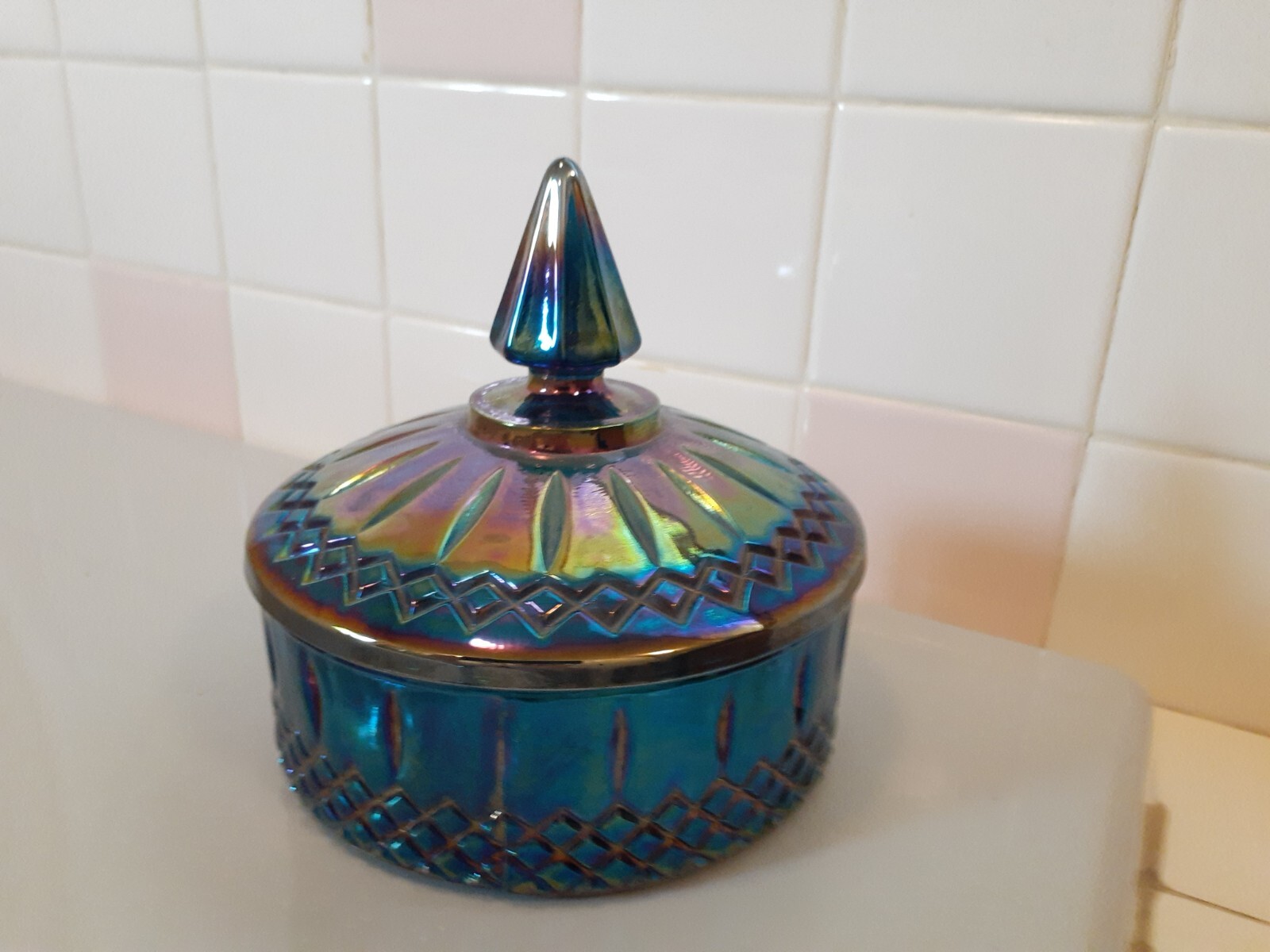 Beautiful Vintage Amethyst Bowl with Lid Candy Dish 6