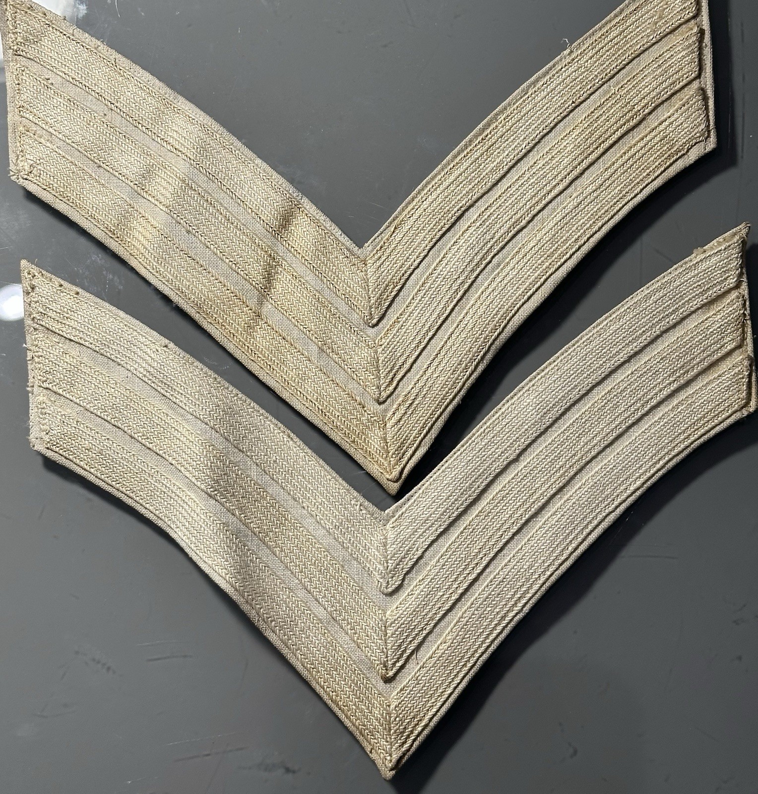 PR. MARINE CORP SGT CHEVRONS. SPANISH AMERICAN WAR WHITE LINEN 1898 & 1910 NICE