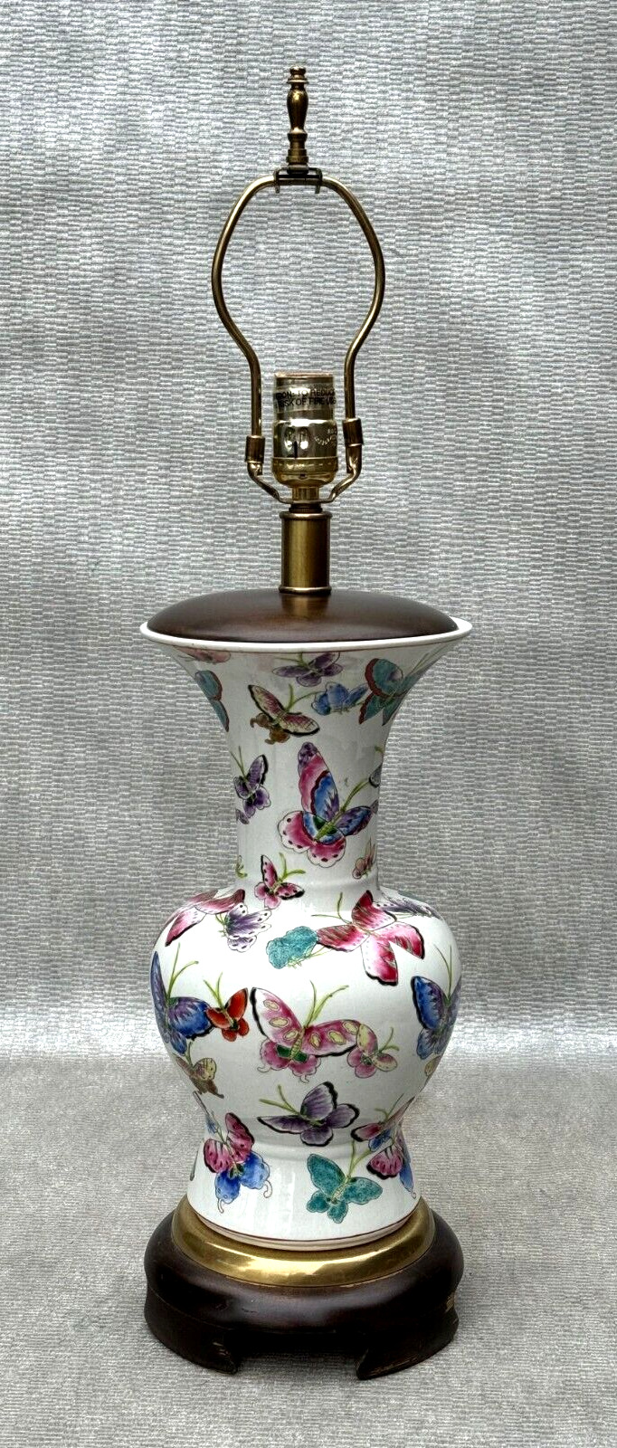 FREDERICK COOPER TABLE LAMP ENAMEL BUTTERFLY BUTTERFLIES COLORFUL ASIAN STYLE