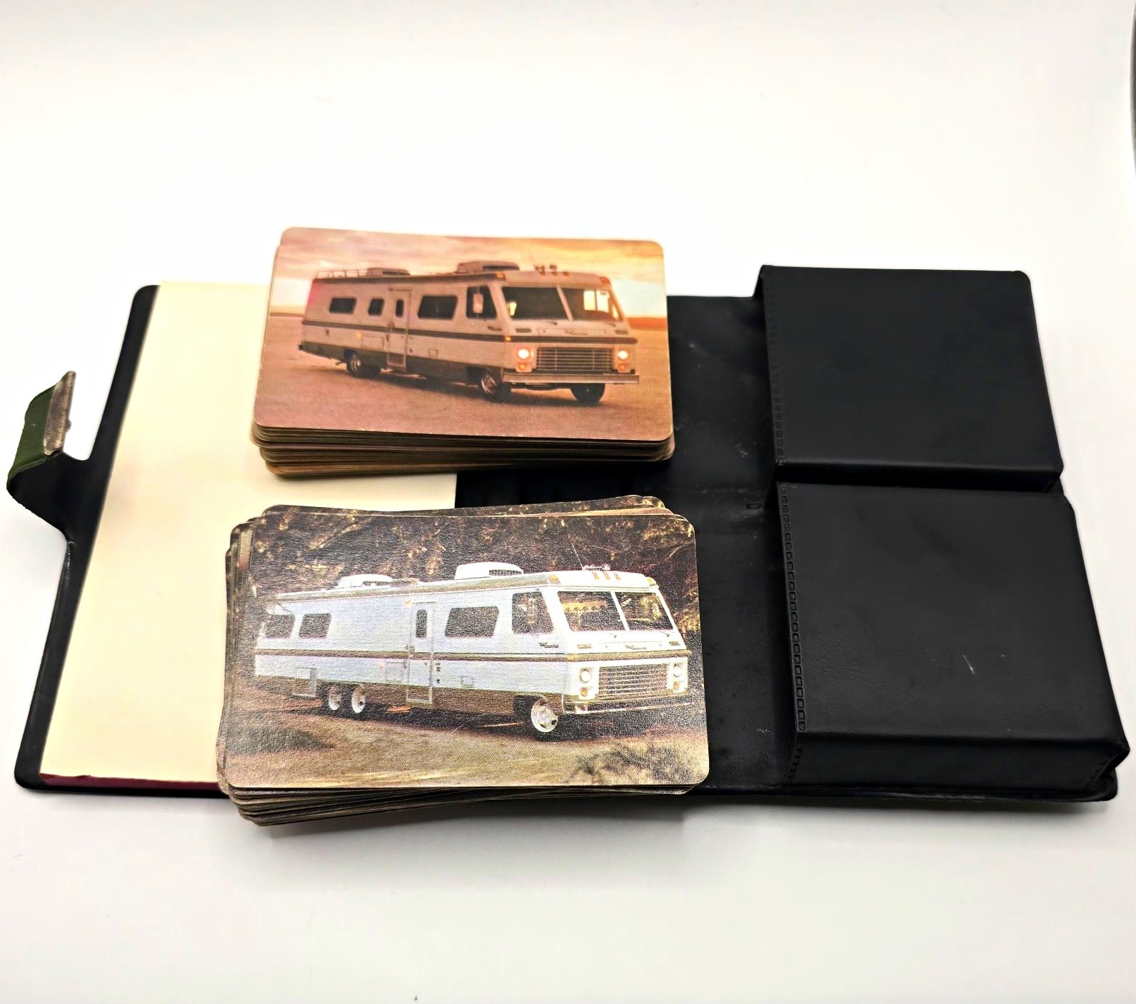 Vintage 1970s Executive Motorhomes Playing Cards Set Suede Case RV Memorabilia Vintage 1970s Executive Motorhomes Playing Cards Set Suede Case RV Memorabilia