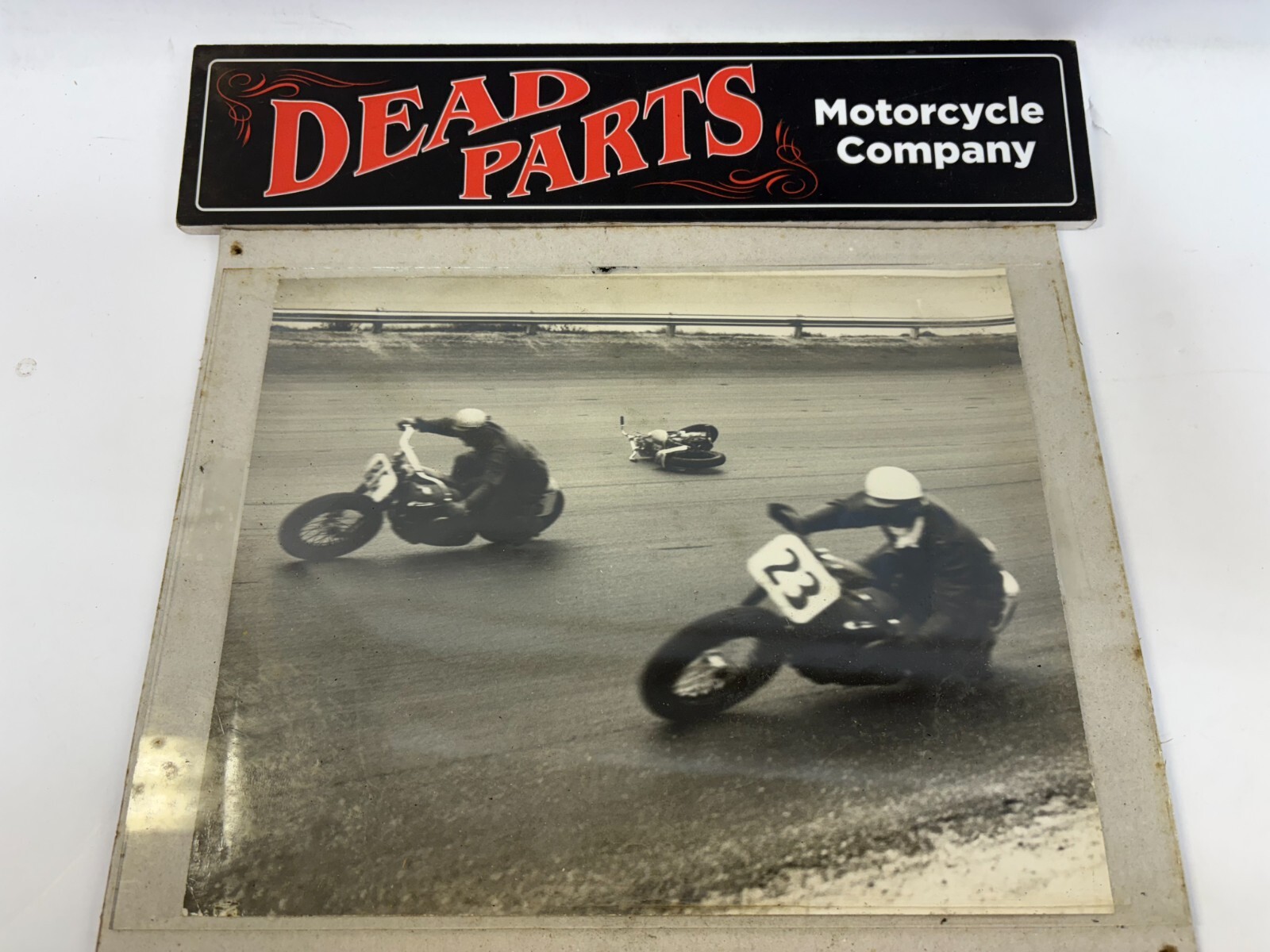 Harley AMA flat dirt track original black & white photograph 9.5x8