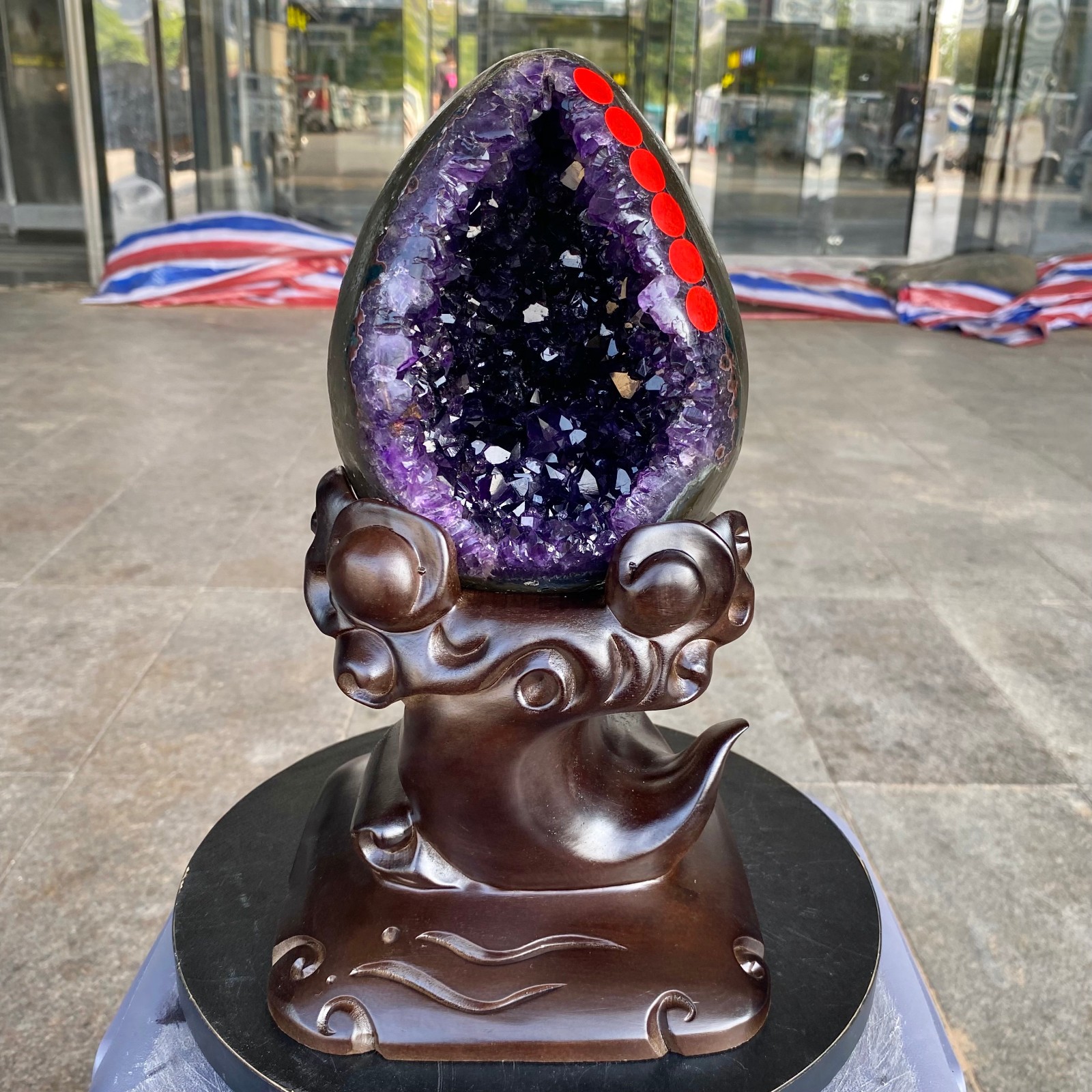 7.69LB Natural amethyst Dinosaur egg Quartz Crystal specimen healing