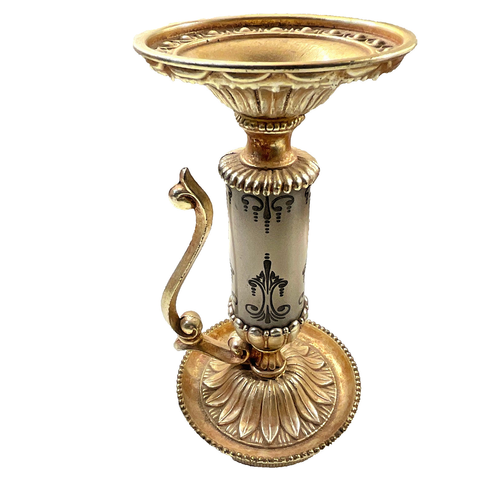 Candle Holder Vintage Dilly MFG Co Ornate Gold Tone Metal Hollywood Regency Bras