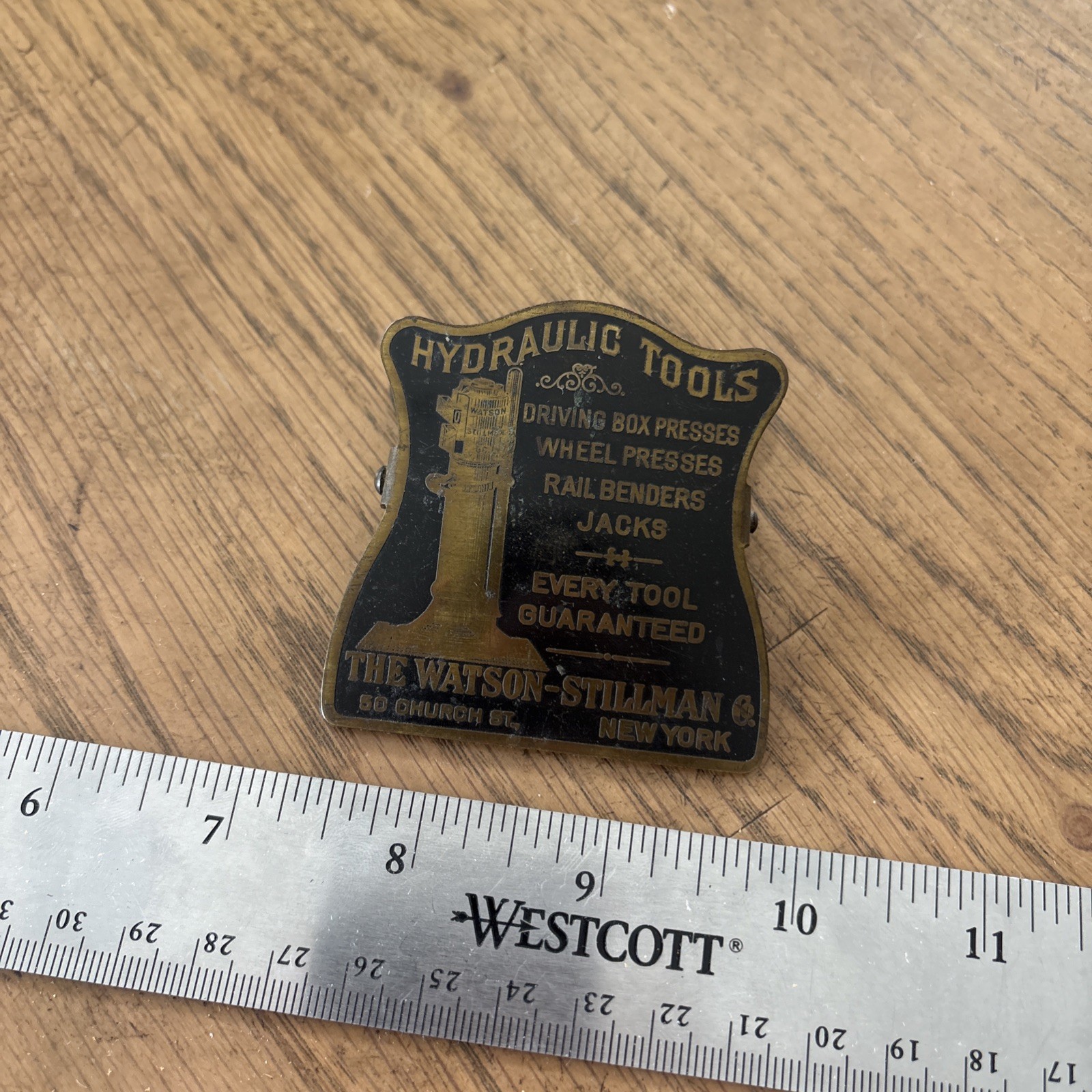 Rare Early Advertising Brass Clip - Watson Stillman Hydraulic Tools NY NY