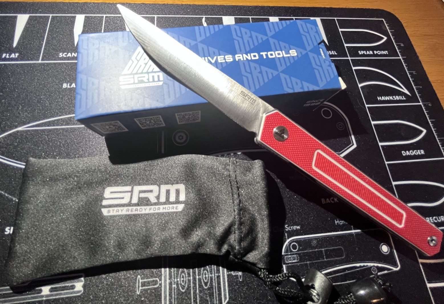 SRM 125L-GR Red G10 Folding Pocketknife Liner Lock Steel Blade, New
