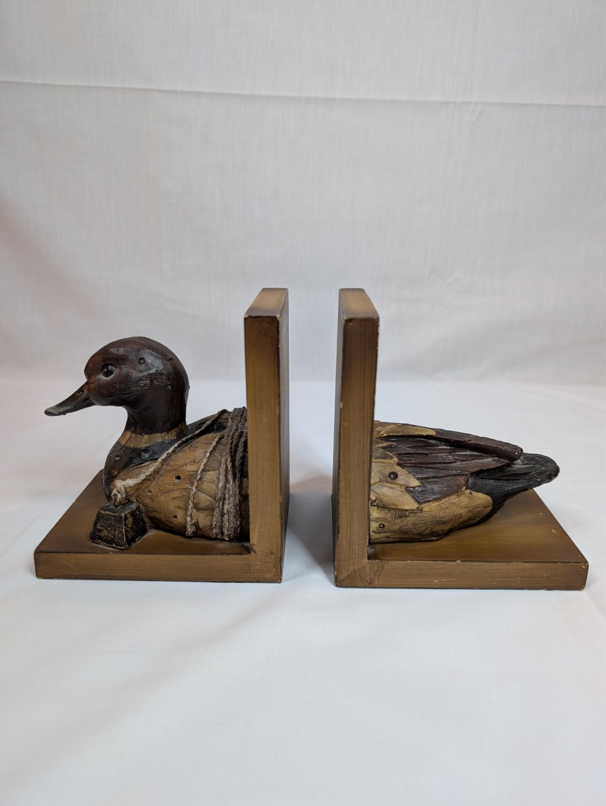 Vintage Wooden Duck Bookends 