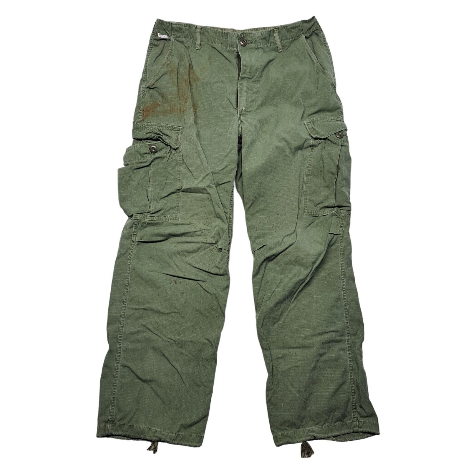 Vintage Military Trousers Rip Stop Cargo Pants OG 107 Regular Medium Vietnam