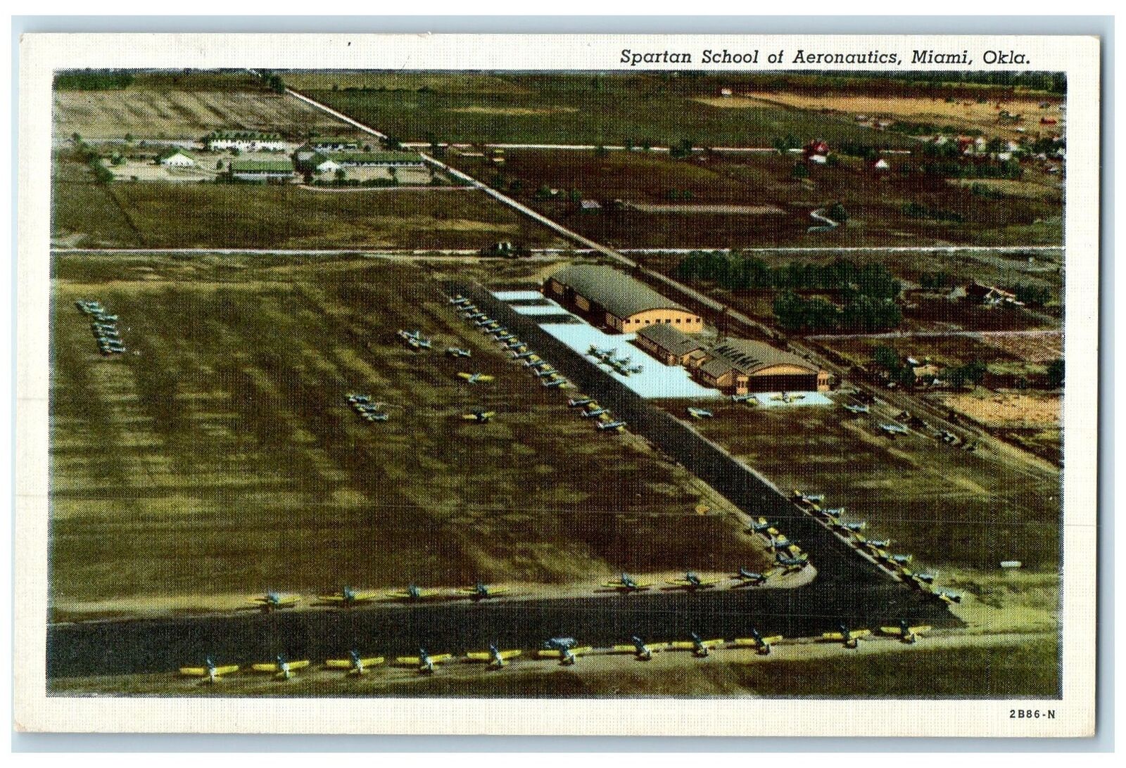 c1940\'s Spartan School Of Aeronautics Aerial View Miami Oklahoma OK Postcard
