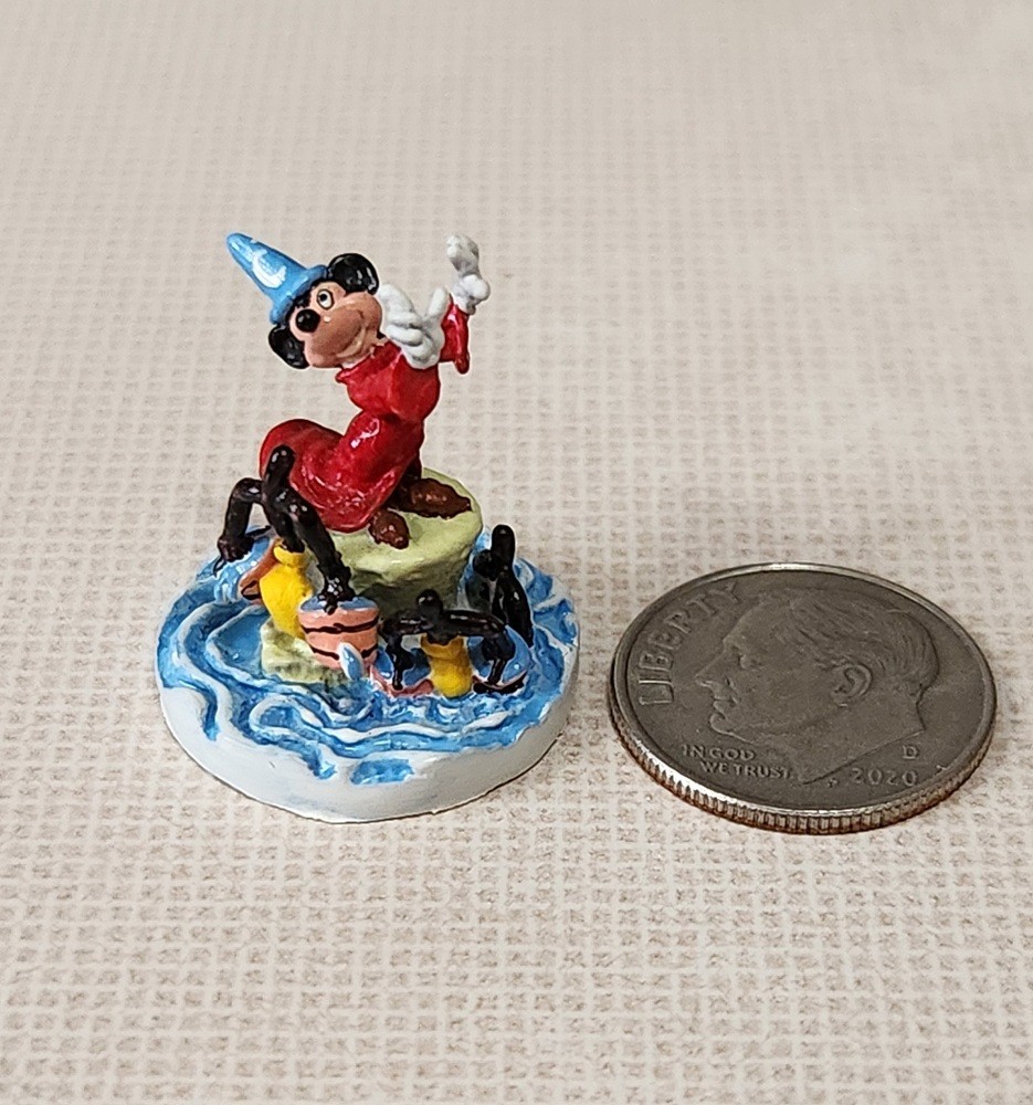Disney CJ Mickey Mouse Fantasia Painted Bronze Miniature Figurine Lmtd Edition