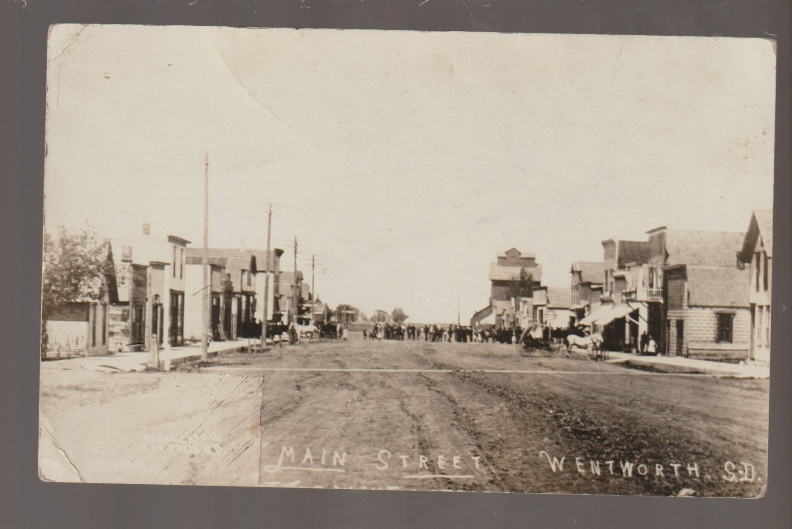 Wentworth SOUTH DAKOTA RPPC c1915 MAIN STREET Stores nr Madison Colman SD B1