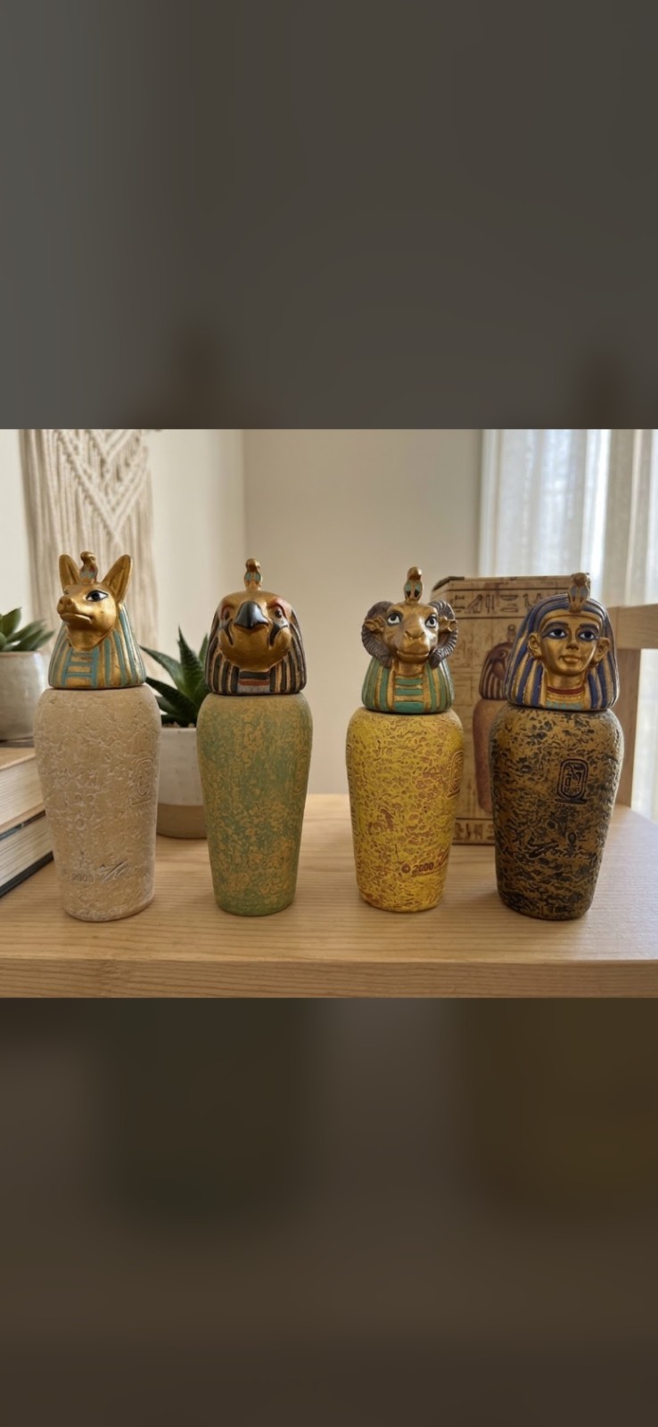 Veronese 2000 Egyptian Canopic Jars Set of 4 Mini Sons of Horus Vintage w/ Box Veronese 2000 Egyptian Canopic Jars Set of 4 Mini Sons of Horus Vintage w/ Box