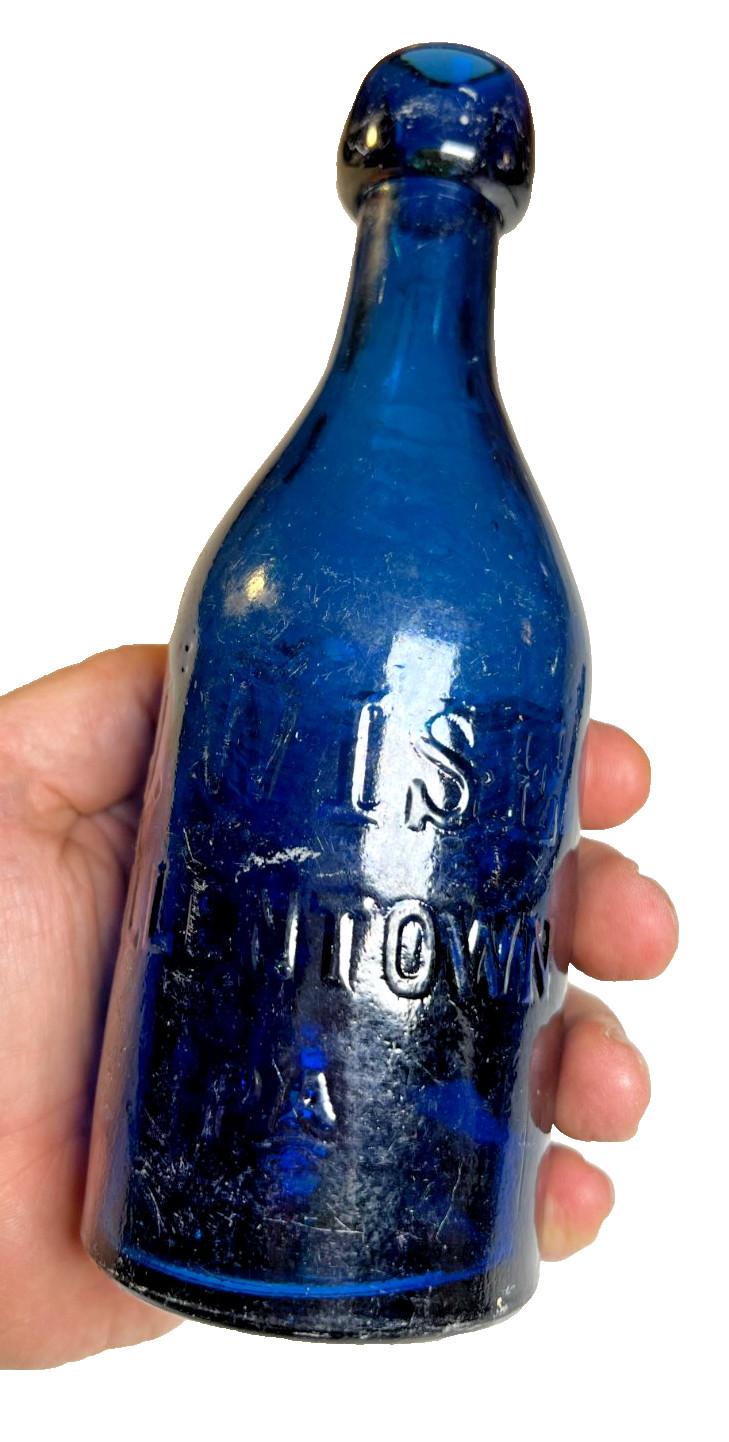 Antique WISE Allentown Pennsylvania Cobalt Blue Blob Top Blobtop Bottle 7\