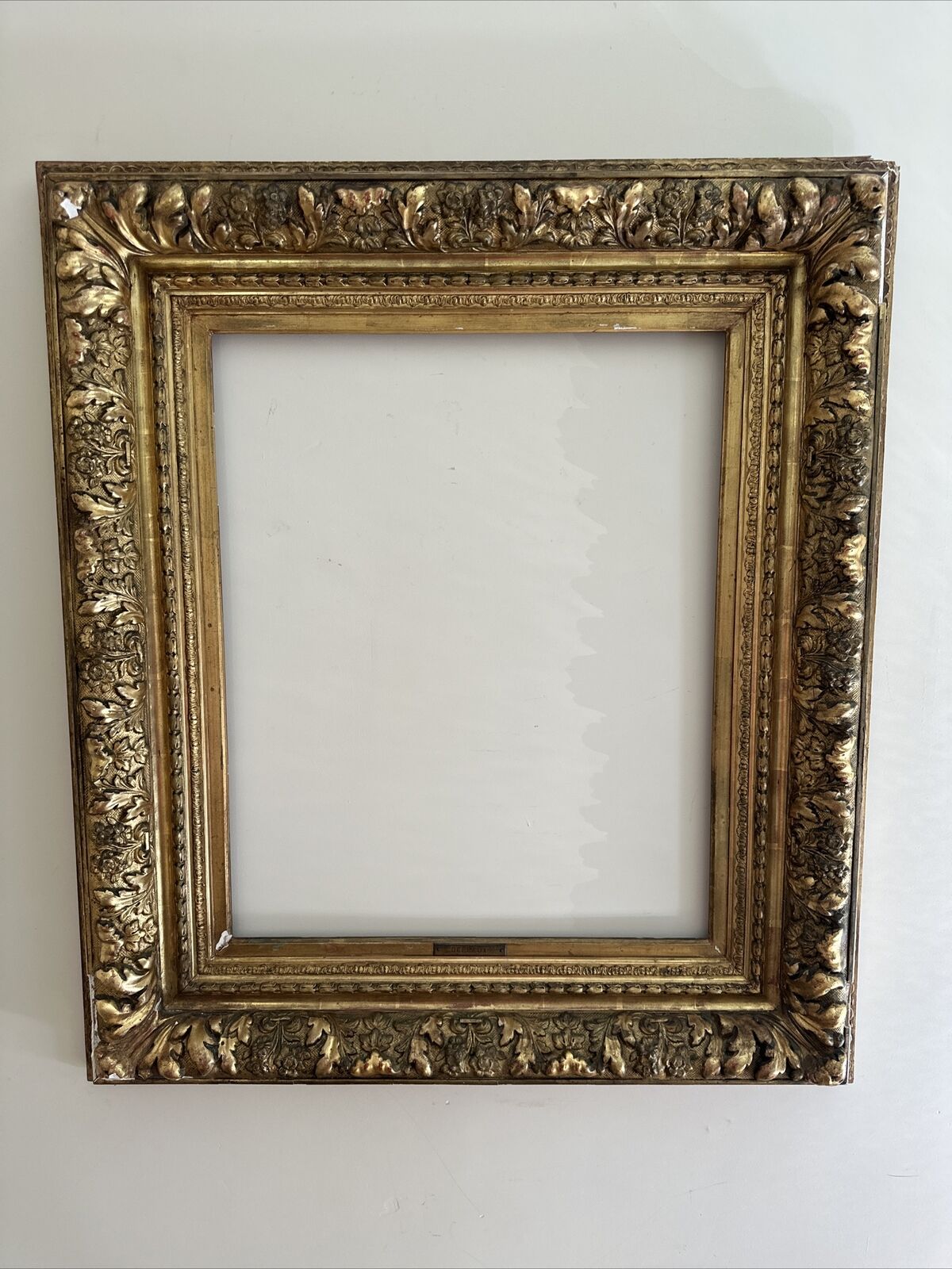 19th Century French Carved Wood & Plaster Large Picture Frame