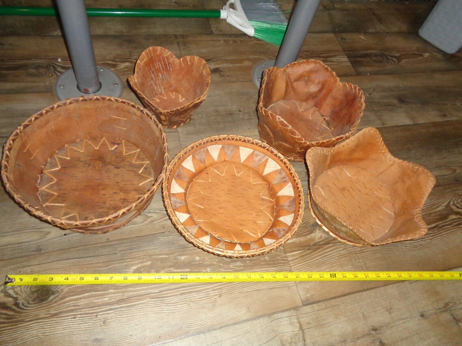 Vintage Birch Bark Baskets Lot of 5  Native American Alaskan