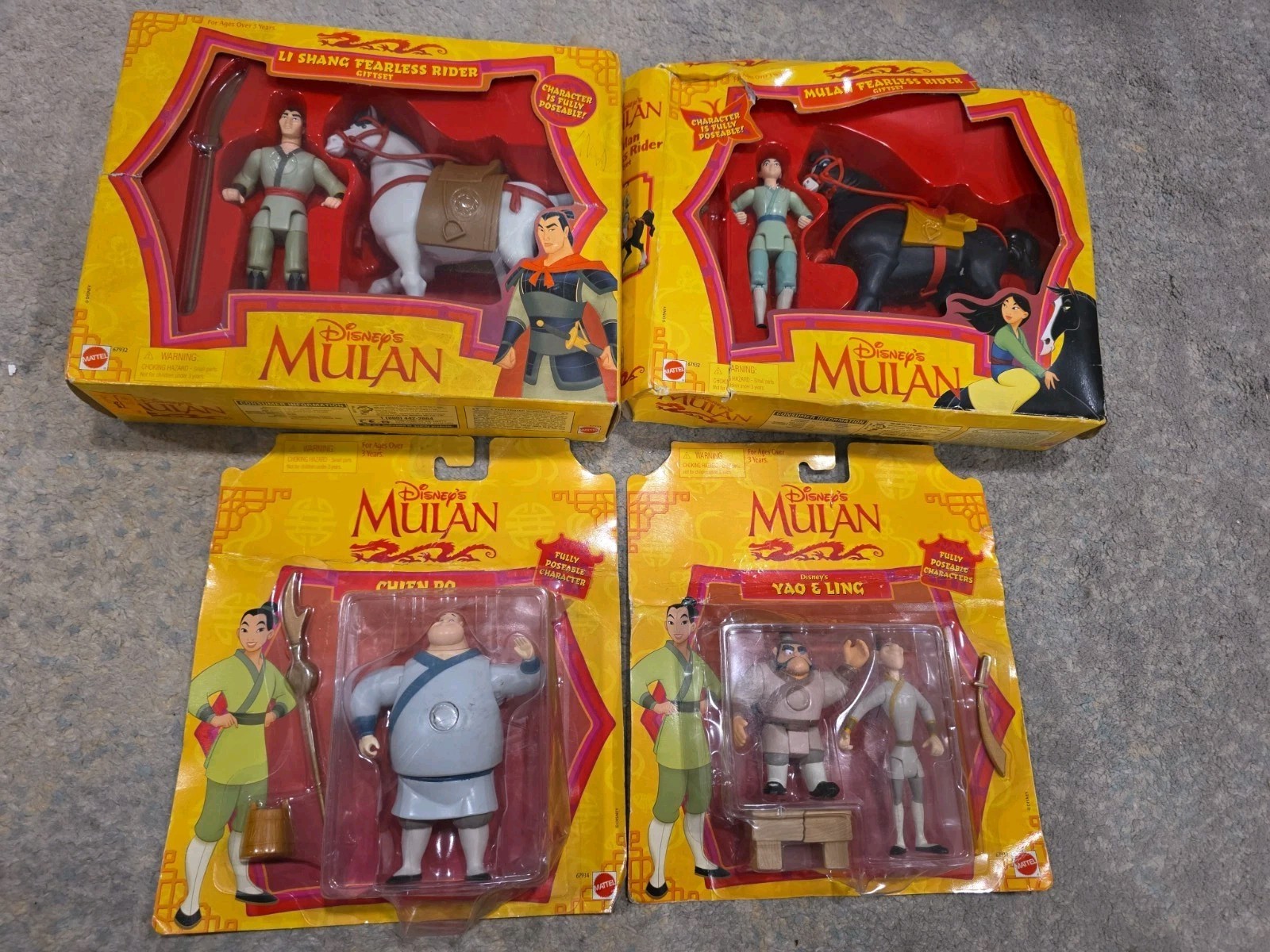 Rare Disney\'s Mulan Collectibles Poseable figure Set Lot Of 4 New Damged Boxess