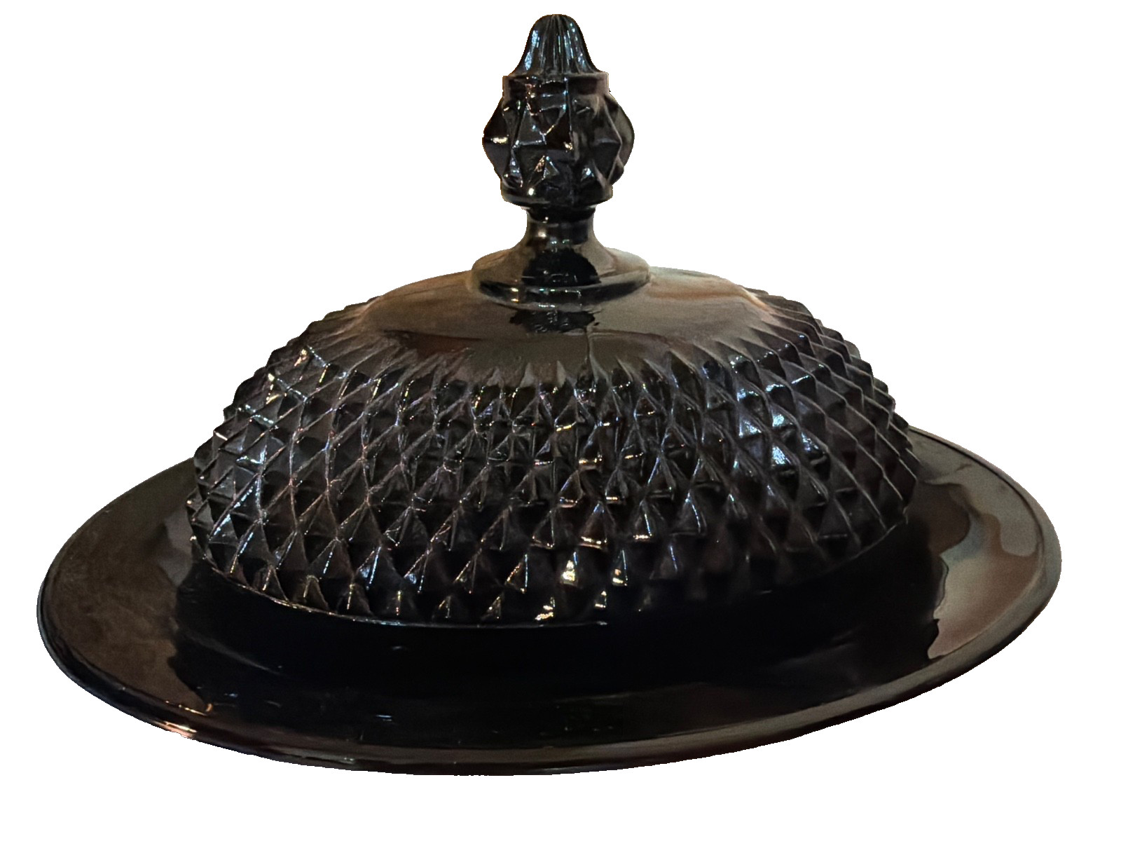 Vintage Tiara Glass Butter Dish – Indiana Glass Diamond Point Pattern
