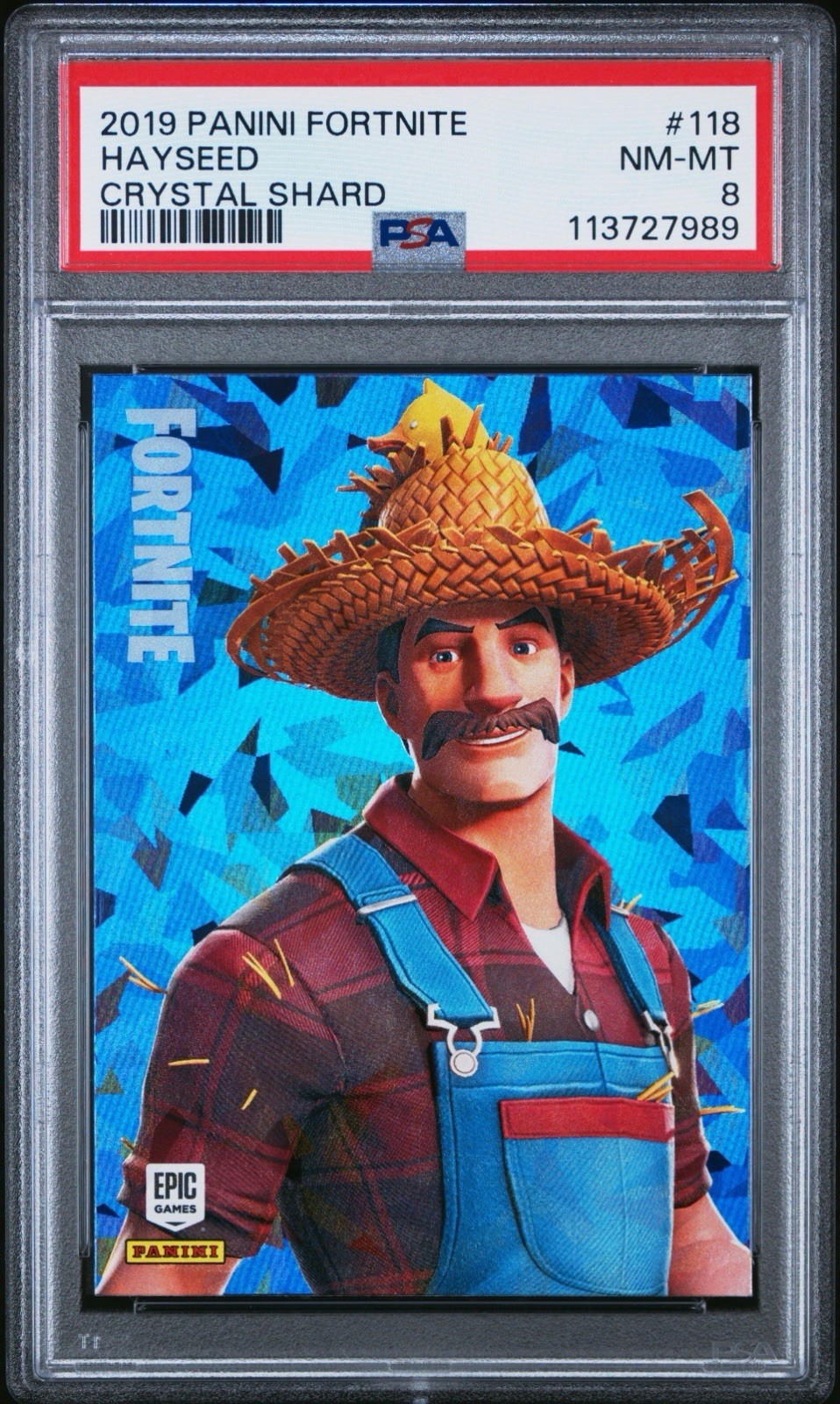 Panini 2019 Fortnite Crystal Shard Hayseed #118 PSA 8 Graded Trading Card