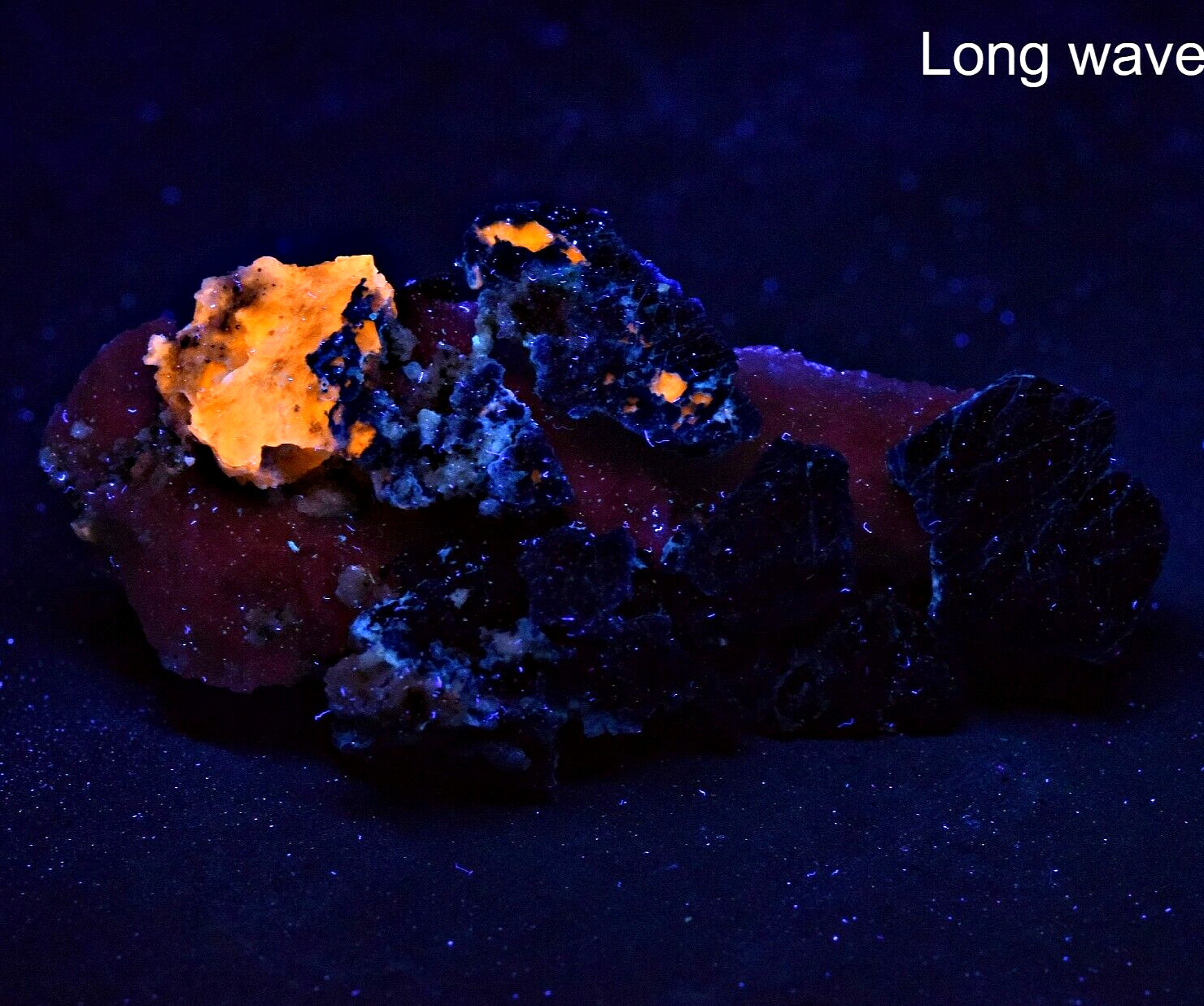 274 CT Natural Sodalite mayb Hauyne, Fluorescent Afghanite Crystal On Calcite