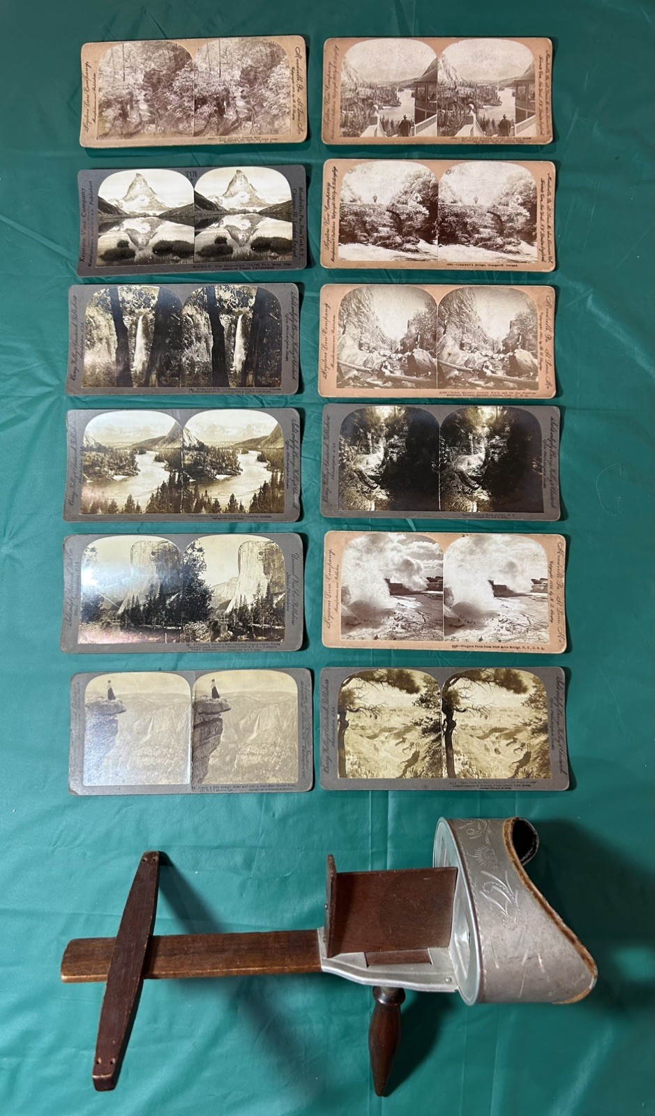 ANTIQUE 1901 UNDERWOOD STEREOSCOPE AND 12 PICTURES OF FAMOUS SCENERY/LANDMARKS ANTIQUE 1901 UNDERWOOD STEREOSCOPE AND 12 PICTURES OF FAMOUS SCENERY/LANDMARKS