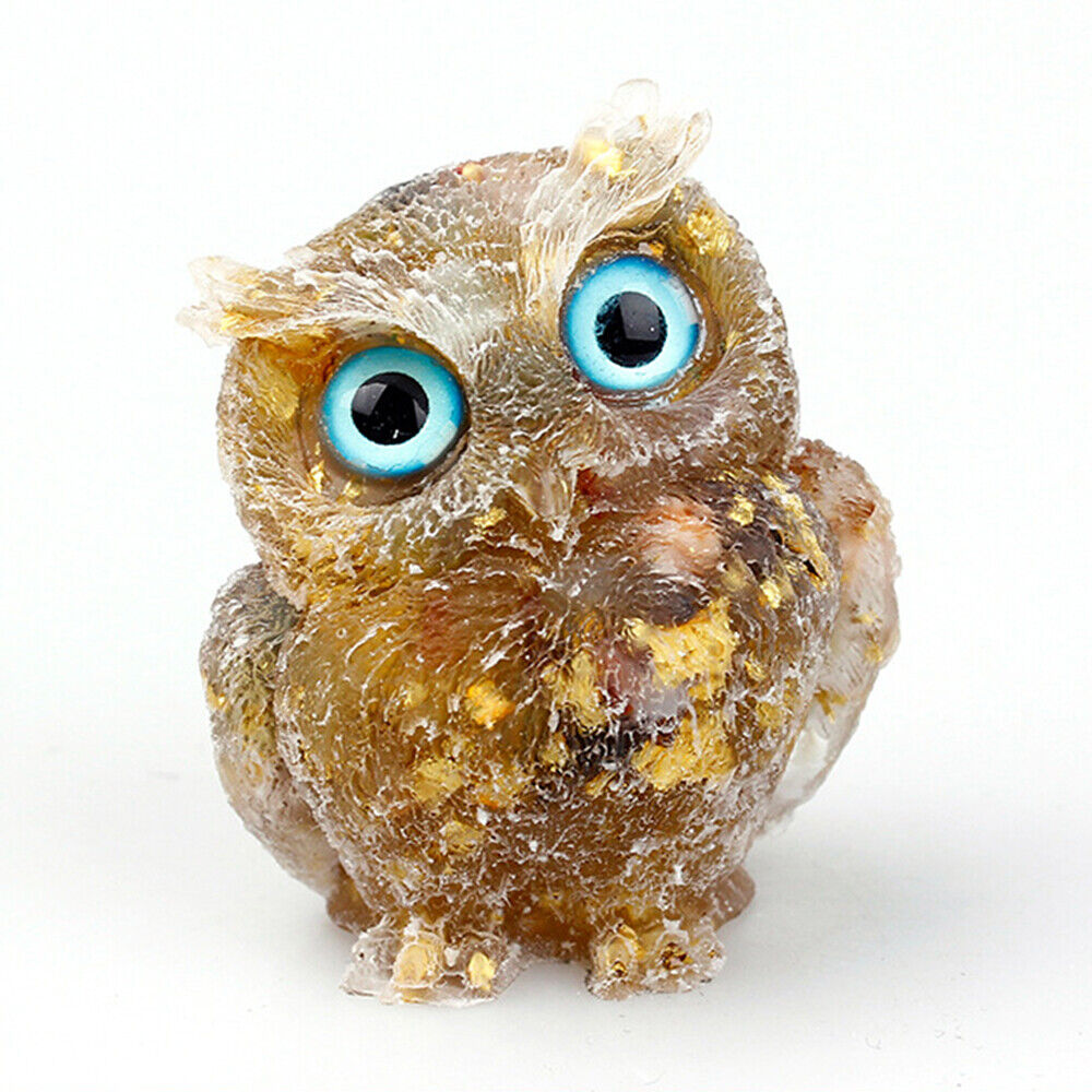 Owl Figurine Natural Quartz Crystal Healing Reiki Gemstone Carving Home Decor 