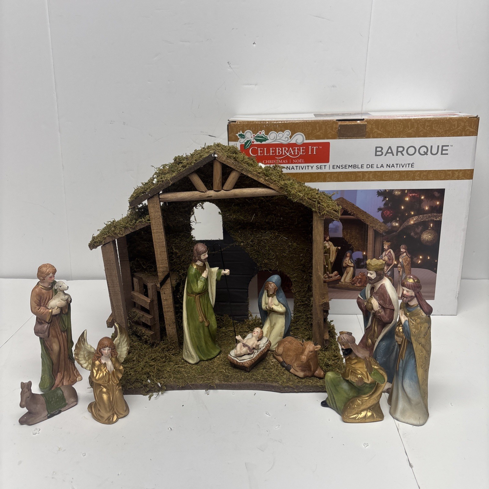 Vintage Baroque Nativity Set Jesus Mary  11 Pc Celebrate It Christmas Noel