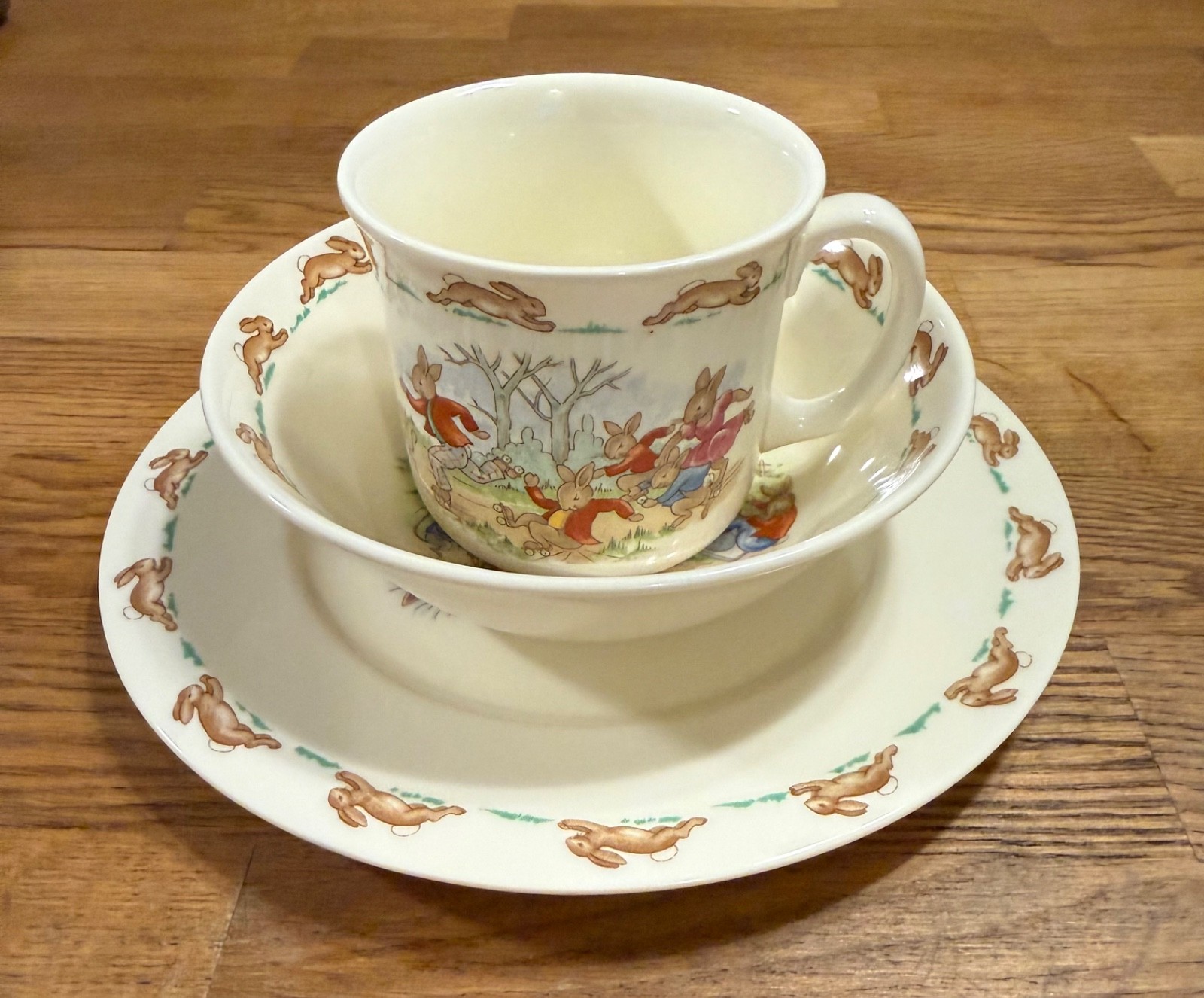 Vintage Royal Doulton Bunnykins 3 Piece English Fine Bone China