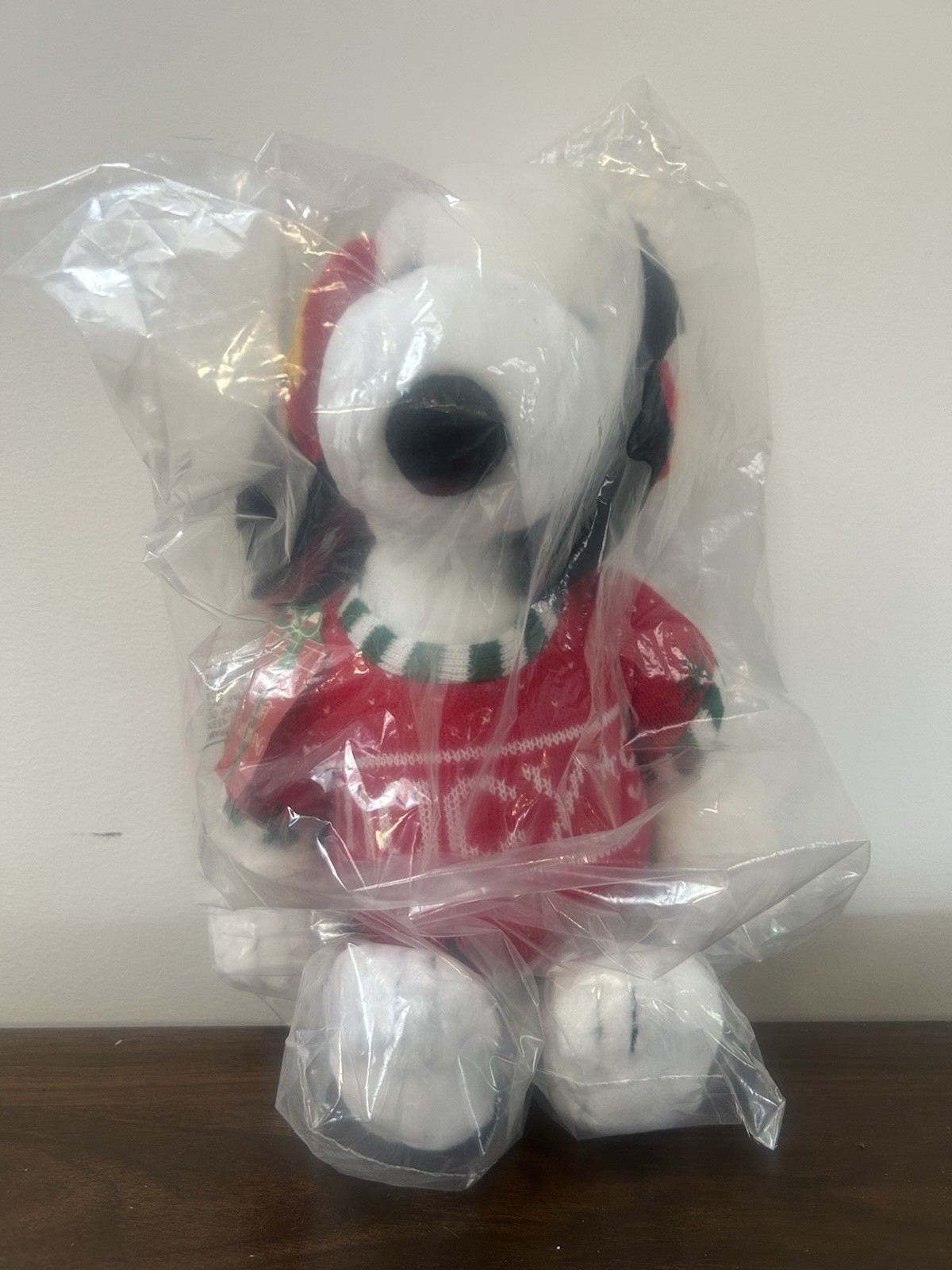21” Large Macy’s Snoopy Plush 1972 - Holiday Sweater Woodstock Earmuffs -Peanuts