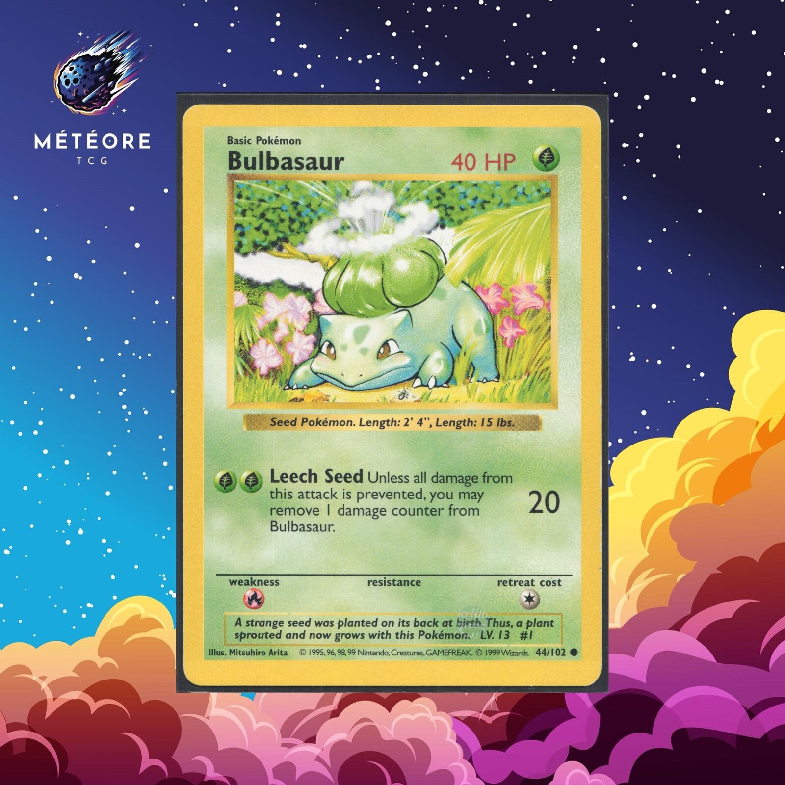 Pokemon Card Bulbasaur 44/102 Shadowless Wizards Base English Set