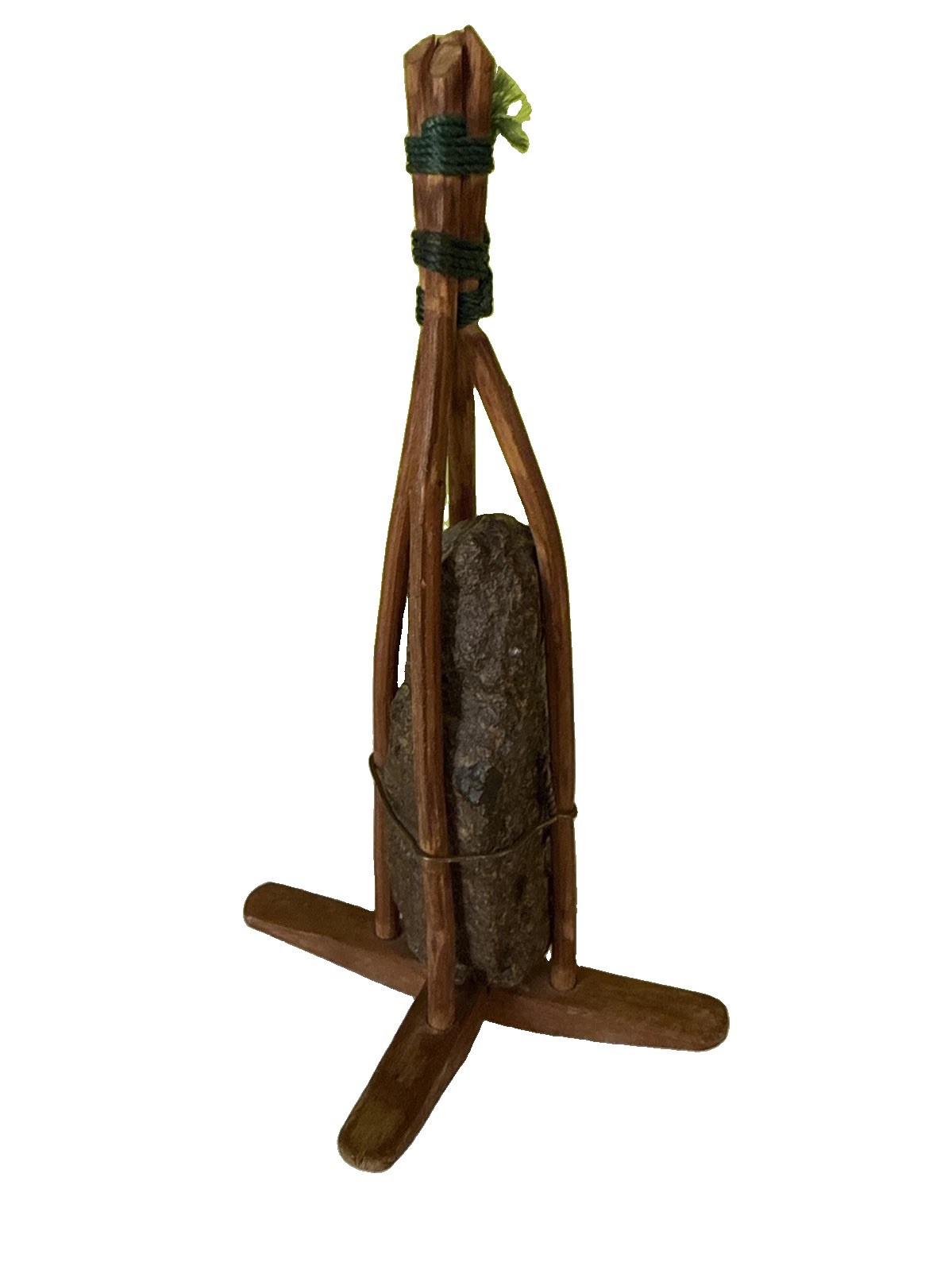 Vintage Handmade Killick Anchor Model Wood Stone Miniature, Newfoundland, 7.75”