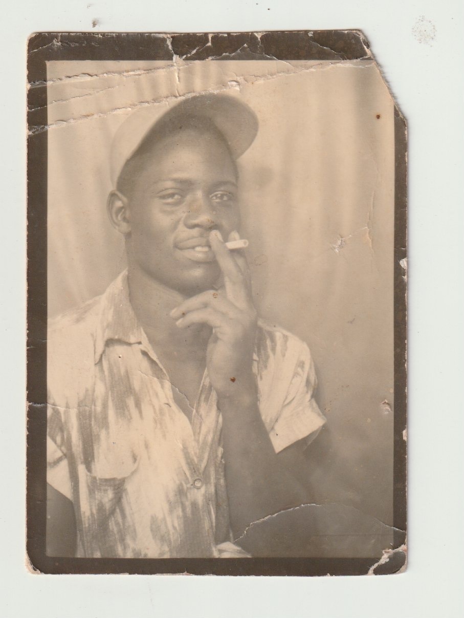 VINTAGE PHOTO BOOTH - YOUNG AFRICAN-AMERICAN MAN, CAP & CIGARETTE