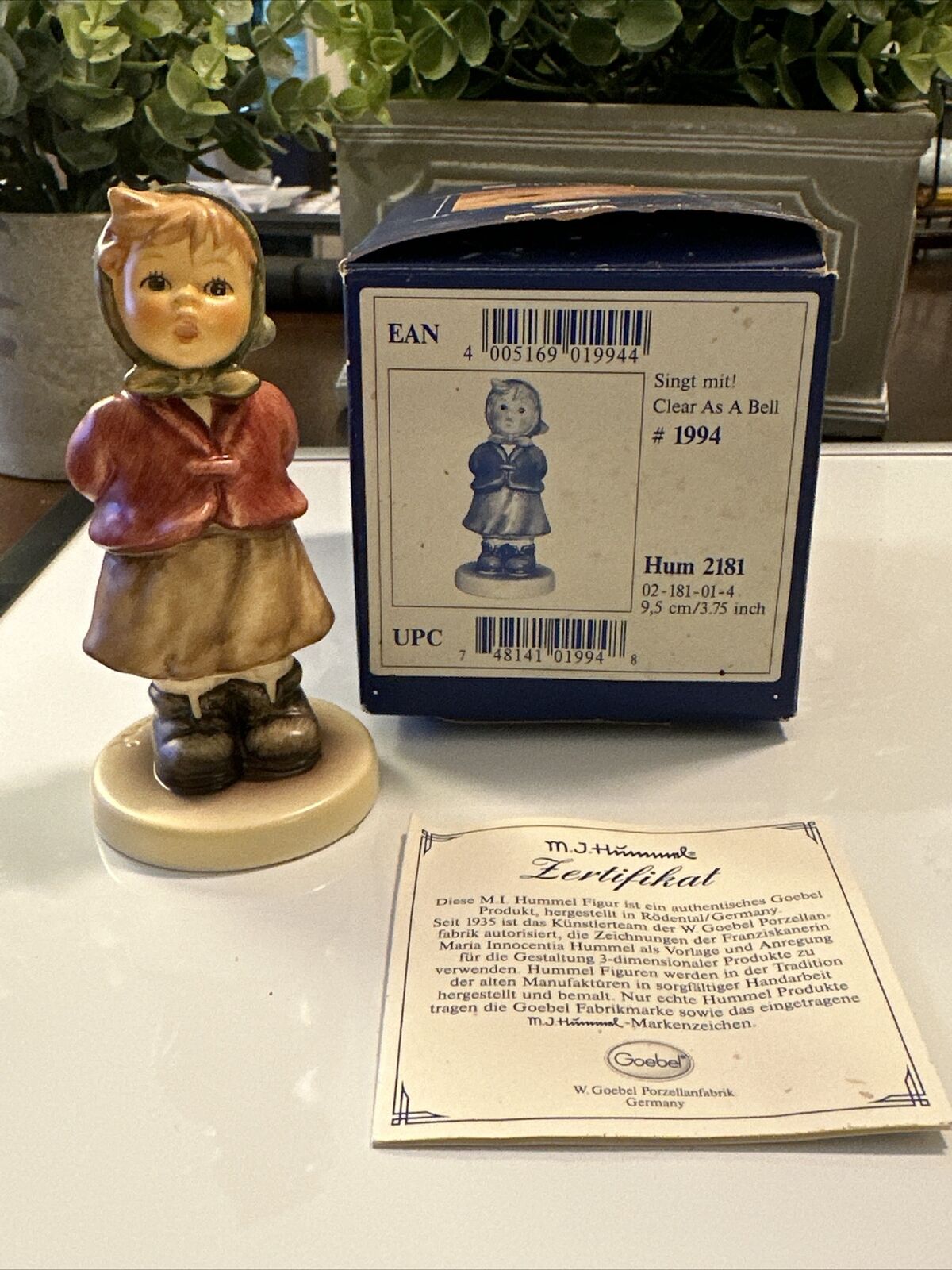 Hummel Figurine 1994 2181 Clear as a Bell Girl Mint in Box 3 3/4\