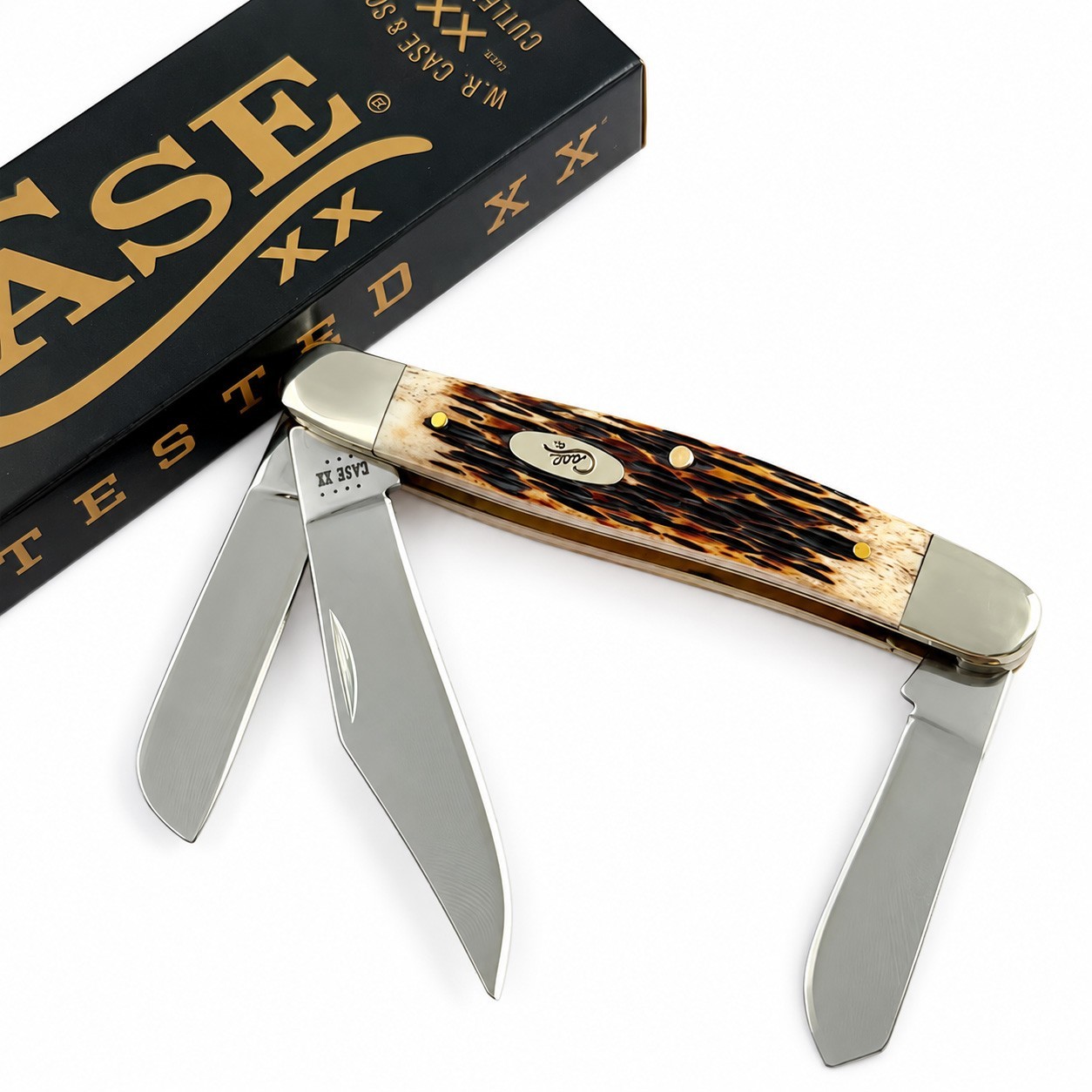 Case XX 00128 6347 SS Stockman Amber Bone Peach Seed Jig Stainless Pocket Knife