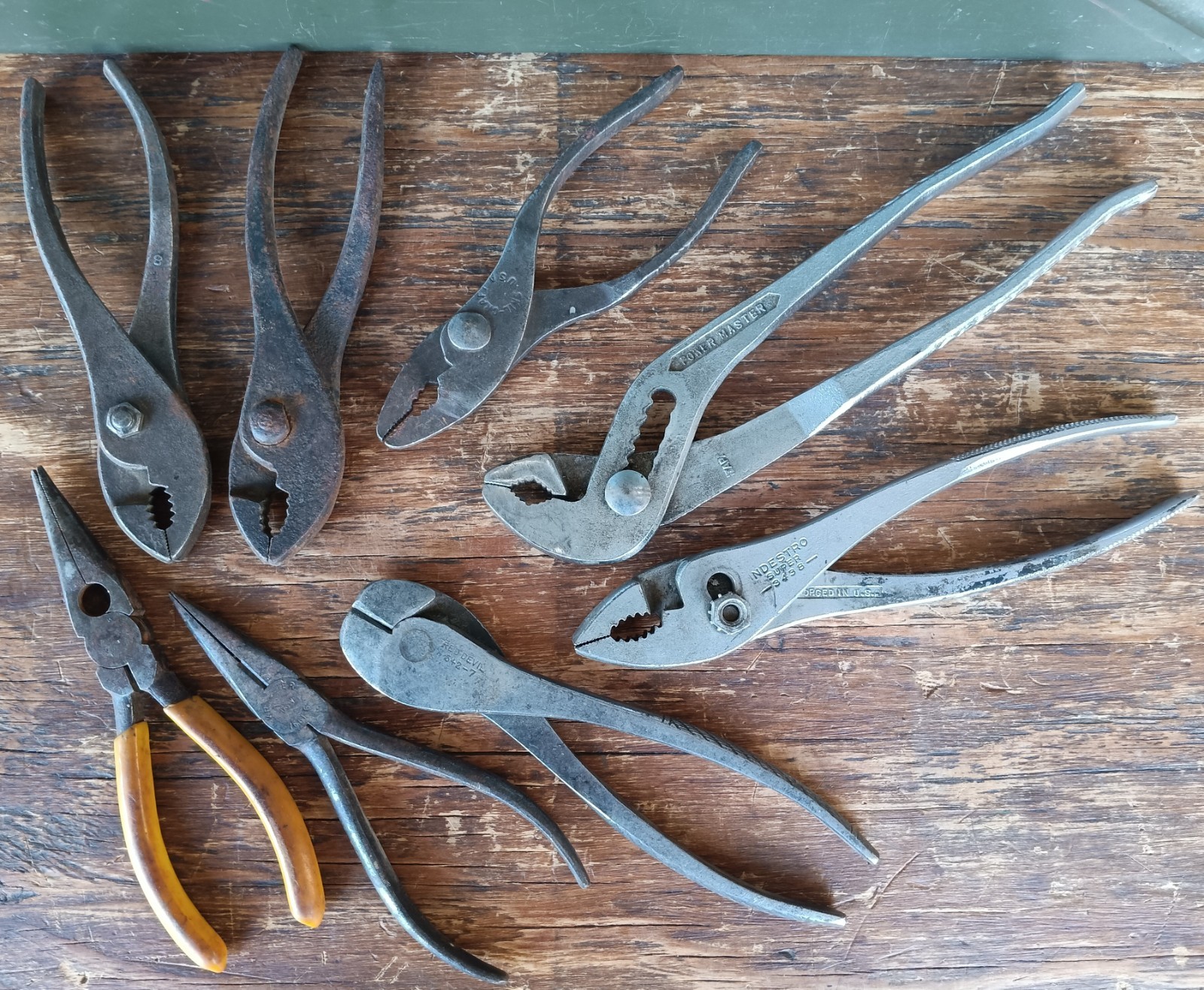 Slip-Joint Water Pump Pliers ~ Needle Nose Tools ~ Antique Vintage USA Lot of 8