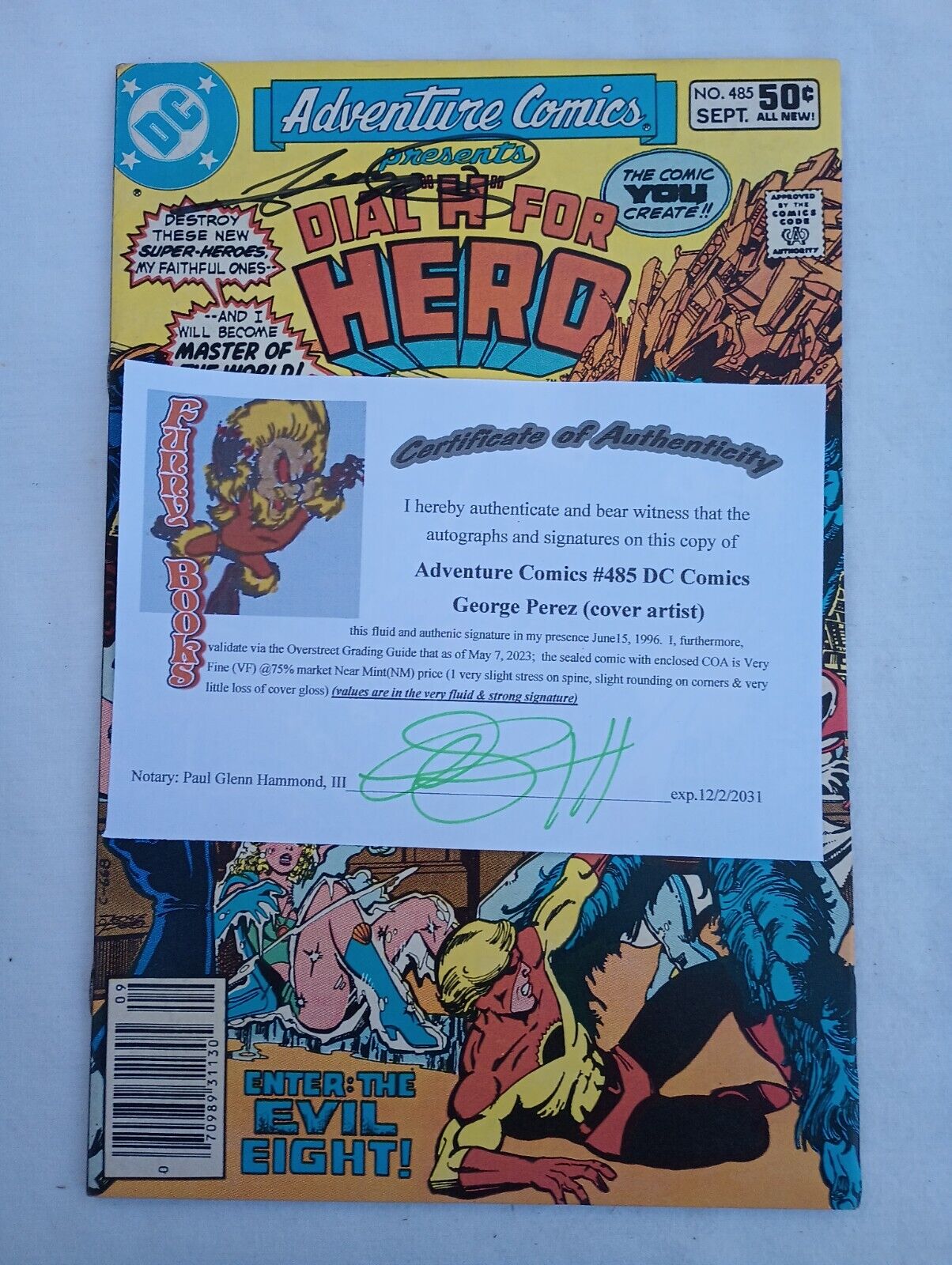 Adventure Comics #485 DC Comics signed by George Perez