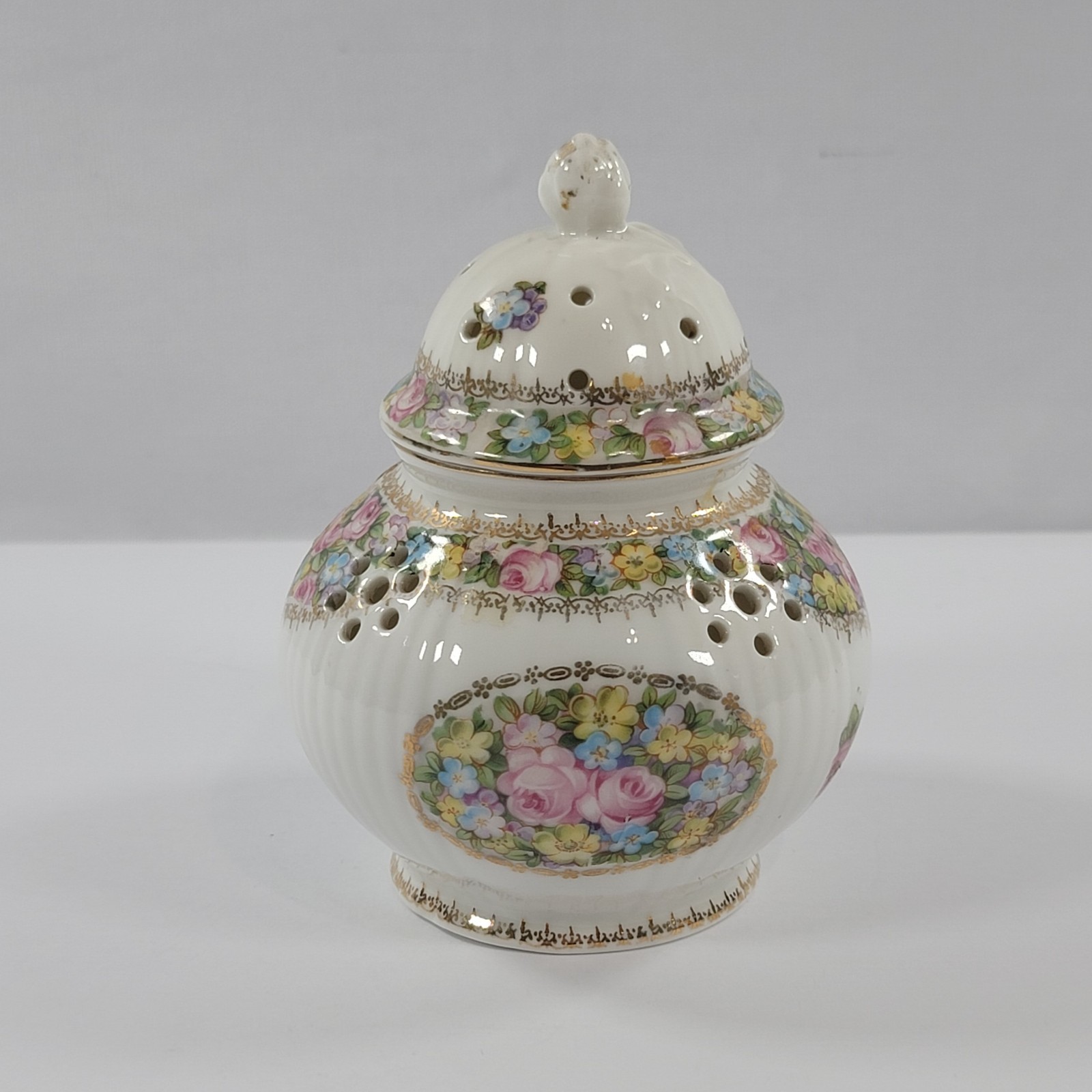 Vintage Erdmann Schlegelmilch Porcelain Floral Potpourri Vase