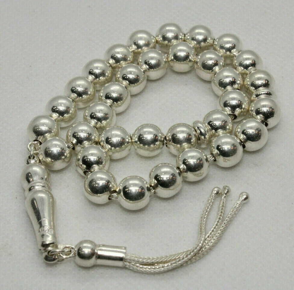 Italian 925 Sterling Silver Rosary 33 Prayer Beads Muslim Misbaha Tasbih 19 Gr