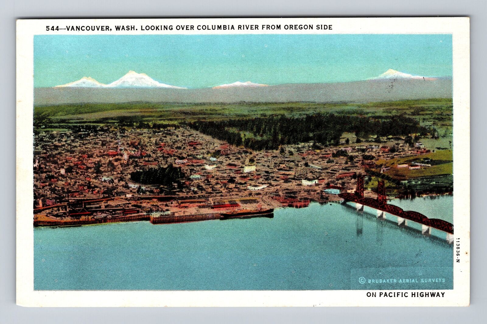 Vancouver WA-Washington, Pacific Highway Columbia River Antique Vintage Postcard