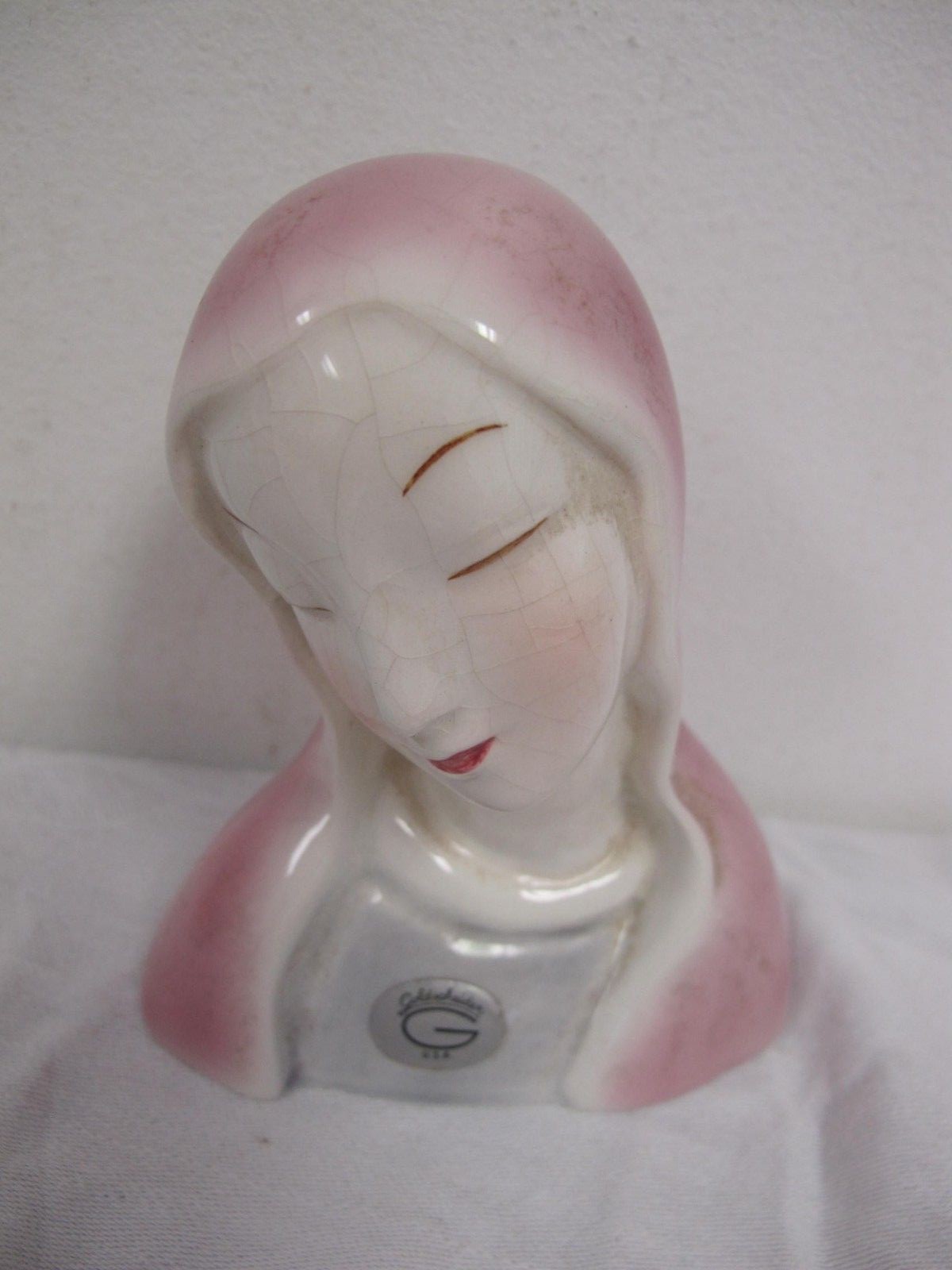 Goldscheider Madonna Figurine Mary Original Pink White Porcelain 5 \