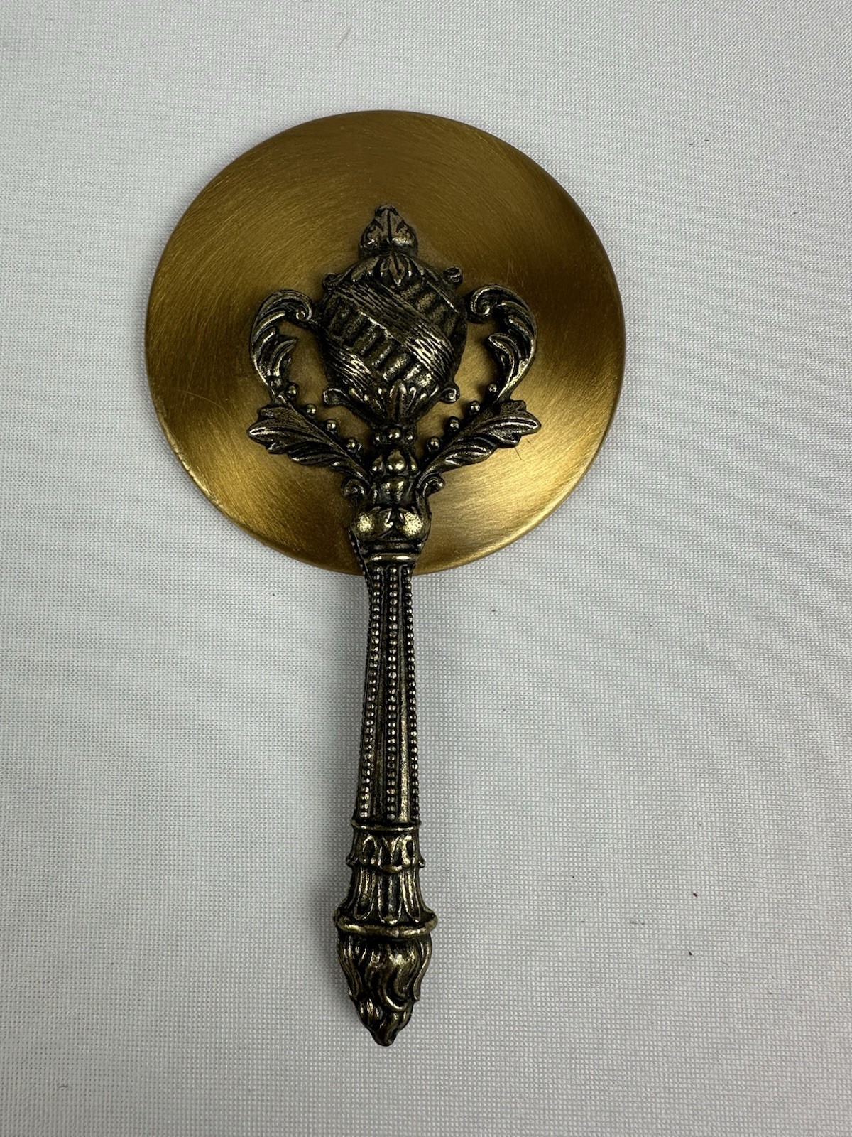 Vintage Victorian Ornate Handheld Brass Vanity Mirror 4.5