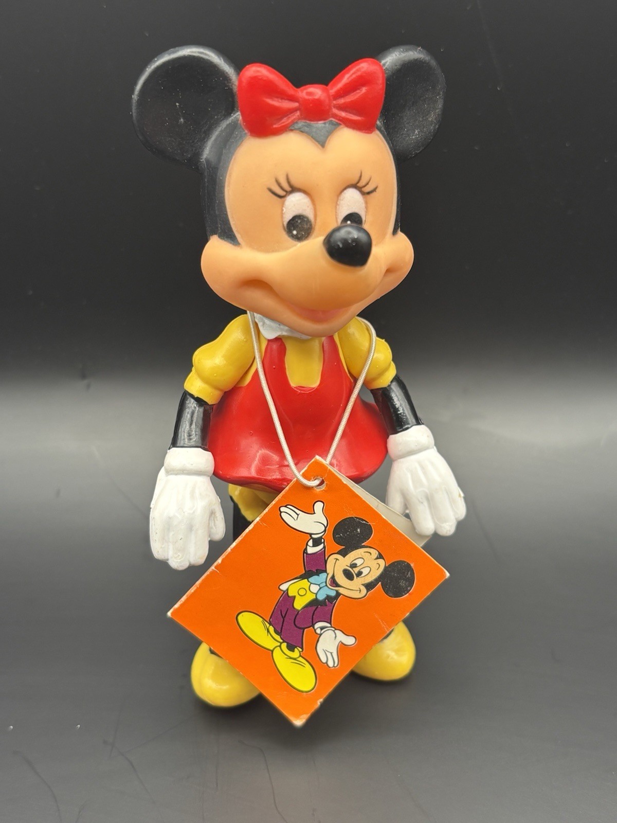 Vintage Walt Disney Minnie Mouse 6” Articulated Figure w Original Tag Hong Kong