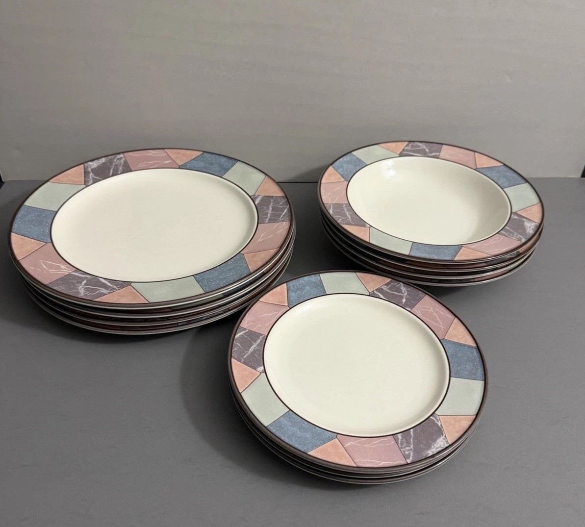 Vintage Mikasa Piazza Dinner Salad Soup Plate Set 11 Pieces Total