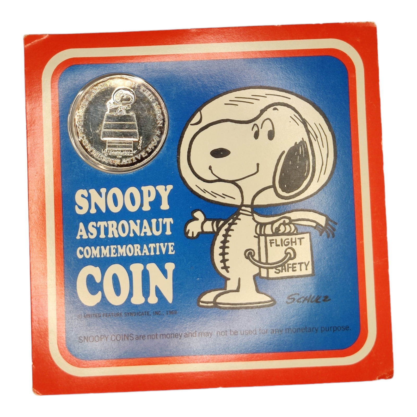 SNOOPY ASTRONAUT COMMEMORATIVE COIN 1969 NEW Sealed Package 4