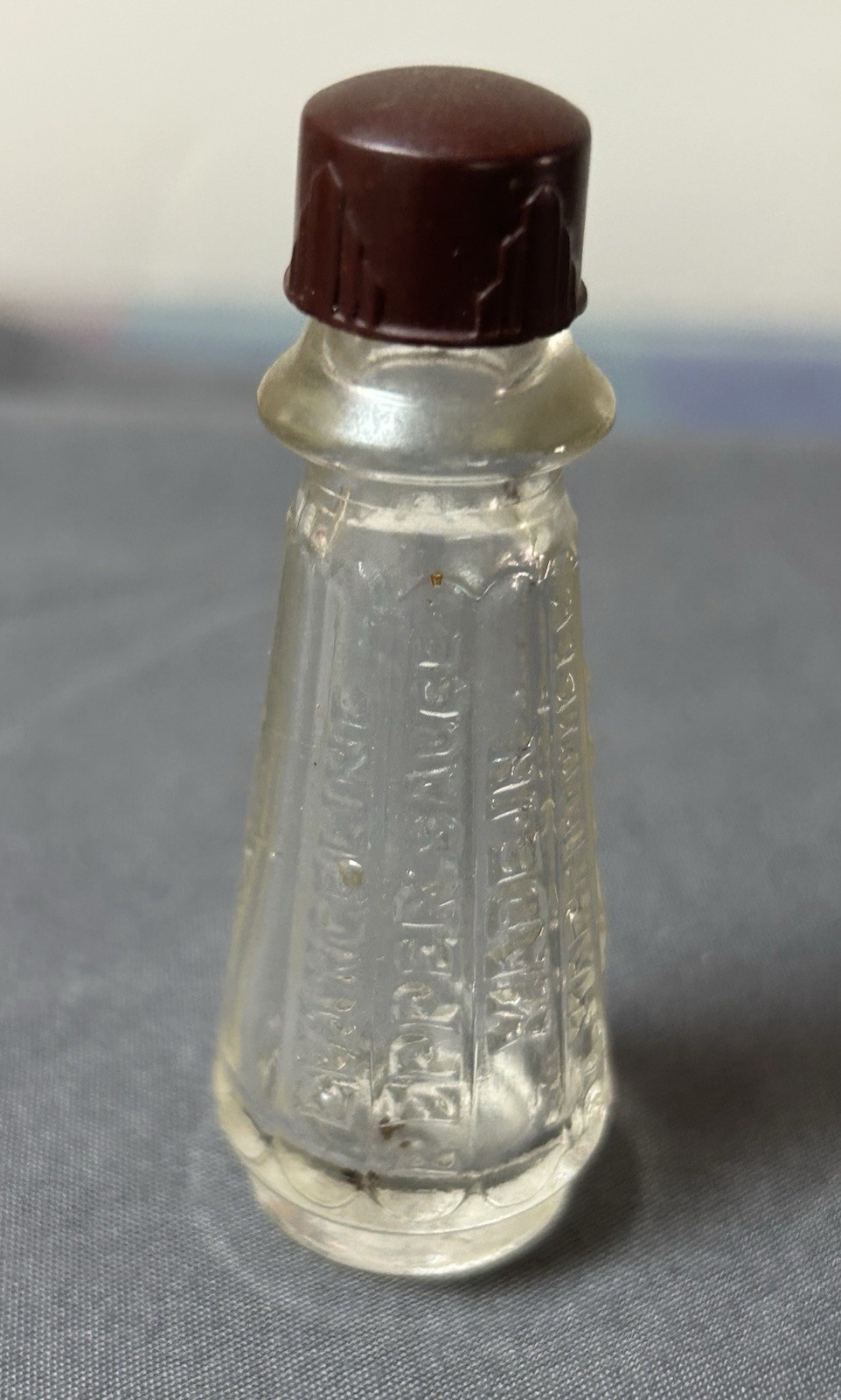 Vintage Small Evangeline Pepper Sauce Bottle with Cap