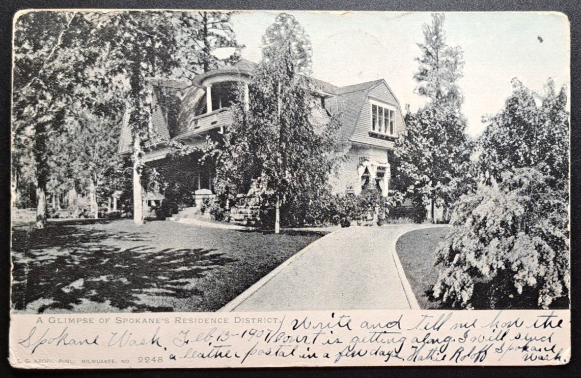 1907 Spokane WA Residence District E.C. Kropp 2248 Postcard