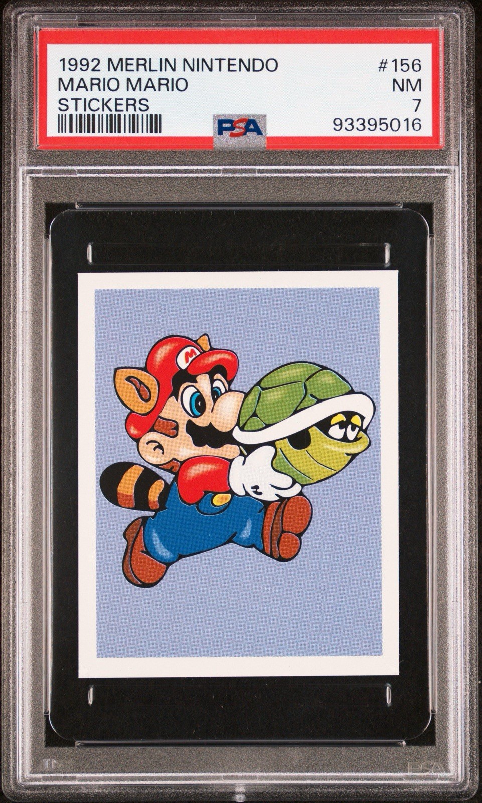 PSA Near Mint #7 Mario Mario #156 Merlin Nintendo 1992 Sticker POP #1