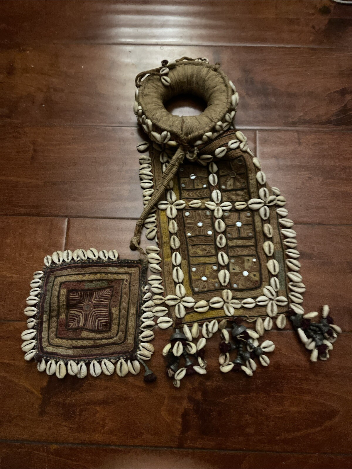 Vintage Indian Banjara Lambani Cowrie Shell Indhoni Tribal Textile Folk Art