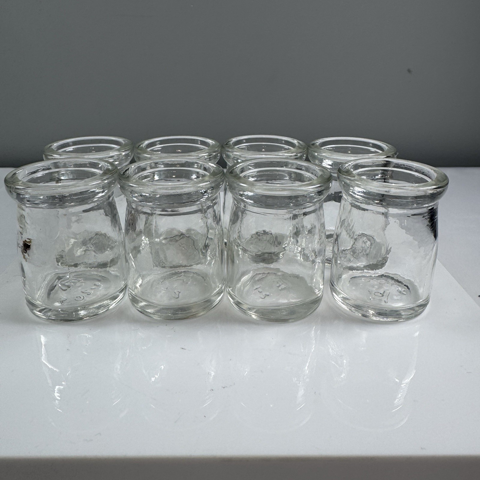 8 Vintage Hazel Atlas Individual Glass Creamer Jar Bottle c1940/50s Restaurant
